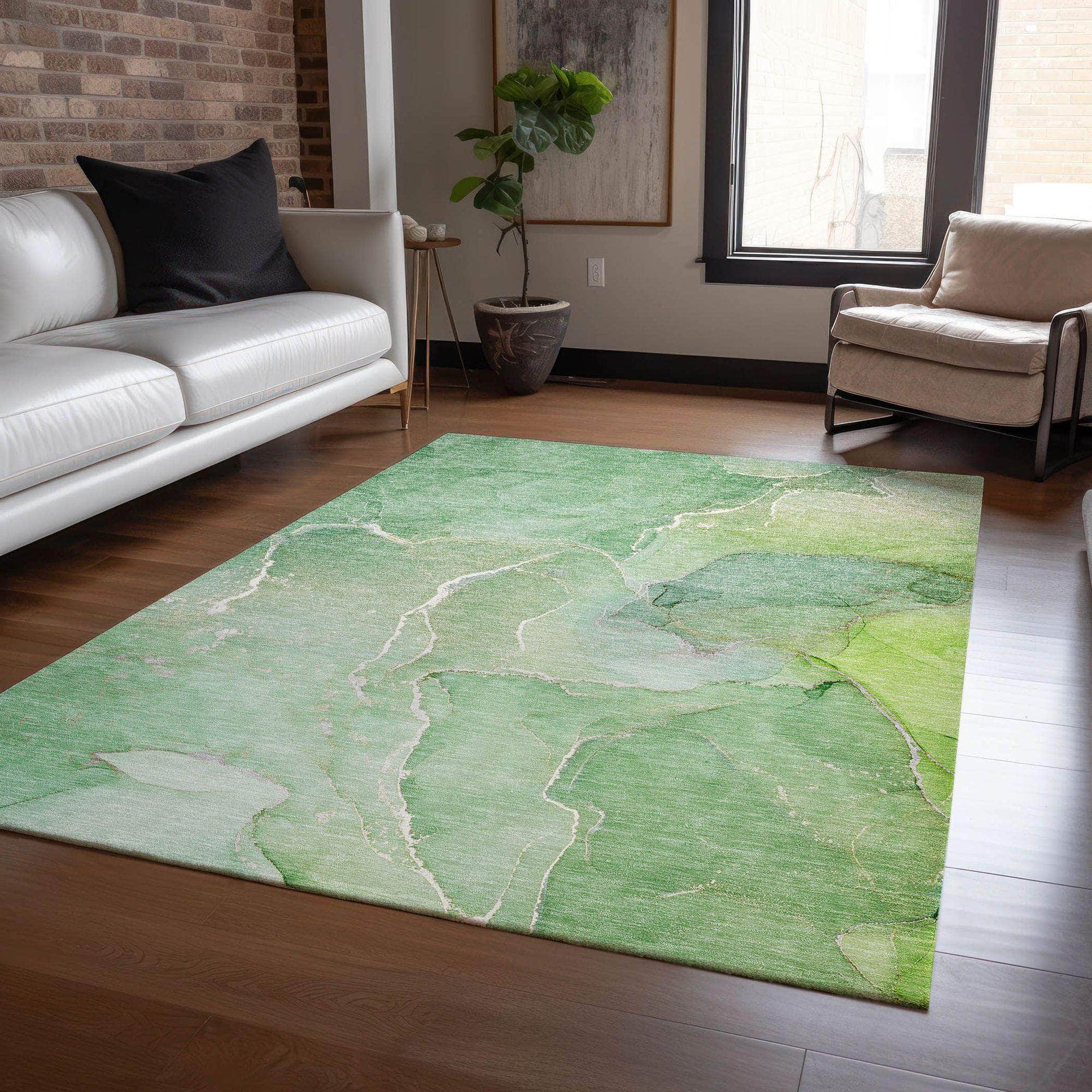 Machine Made ACN511 Green Rugs