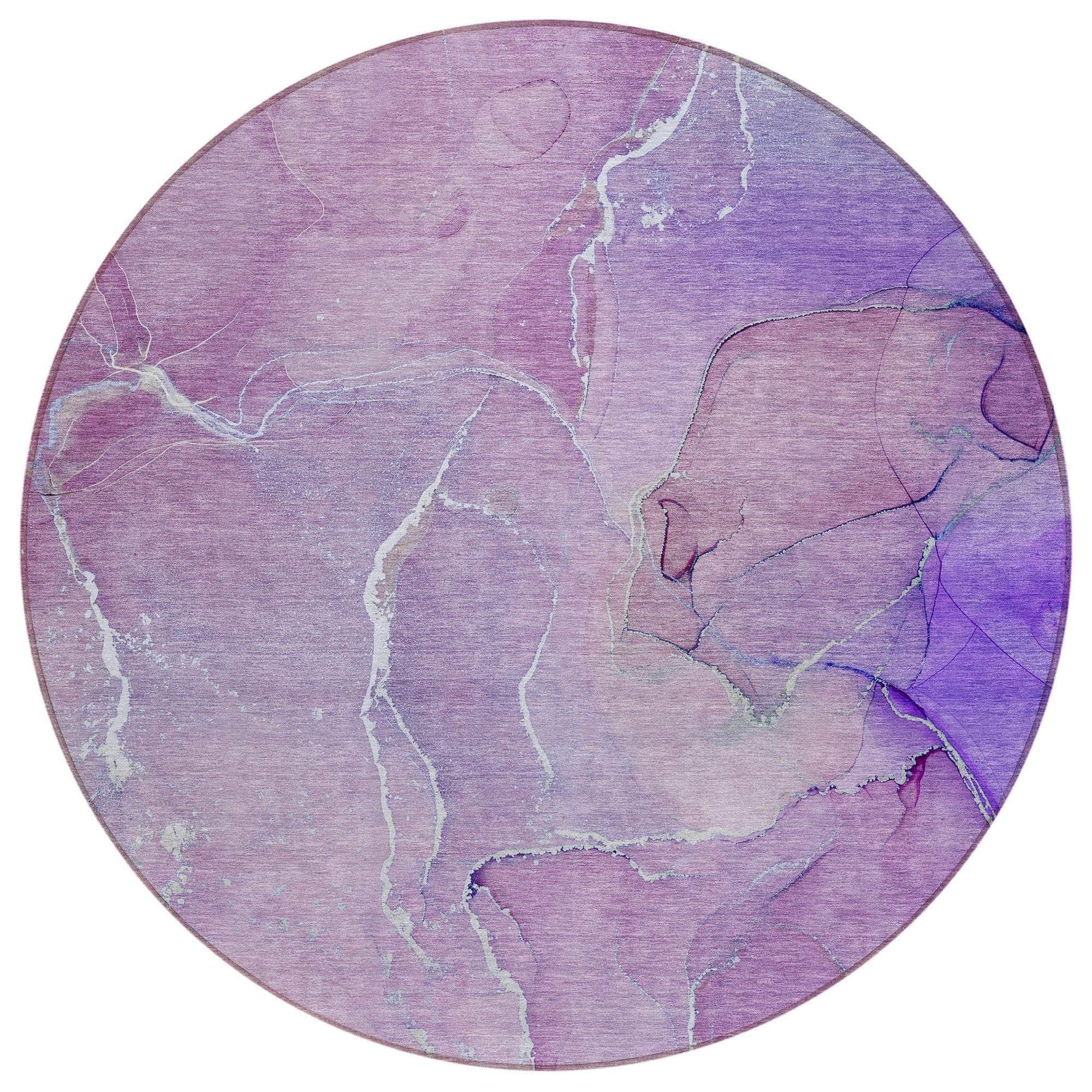 Machine Washable Purple Rug - Indoor / Outdoor - Kids / Pet Friendly Watercolors Print Rug
