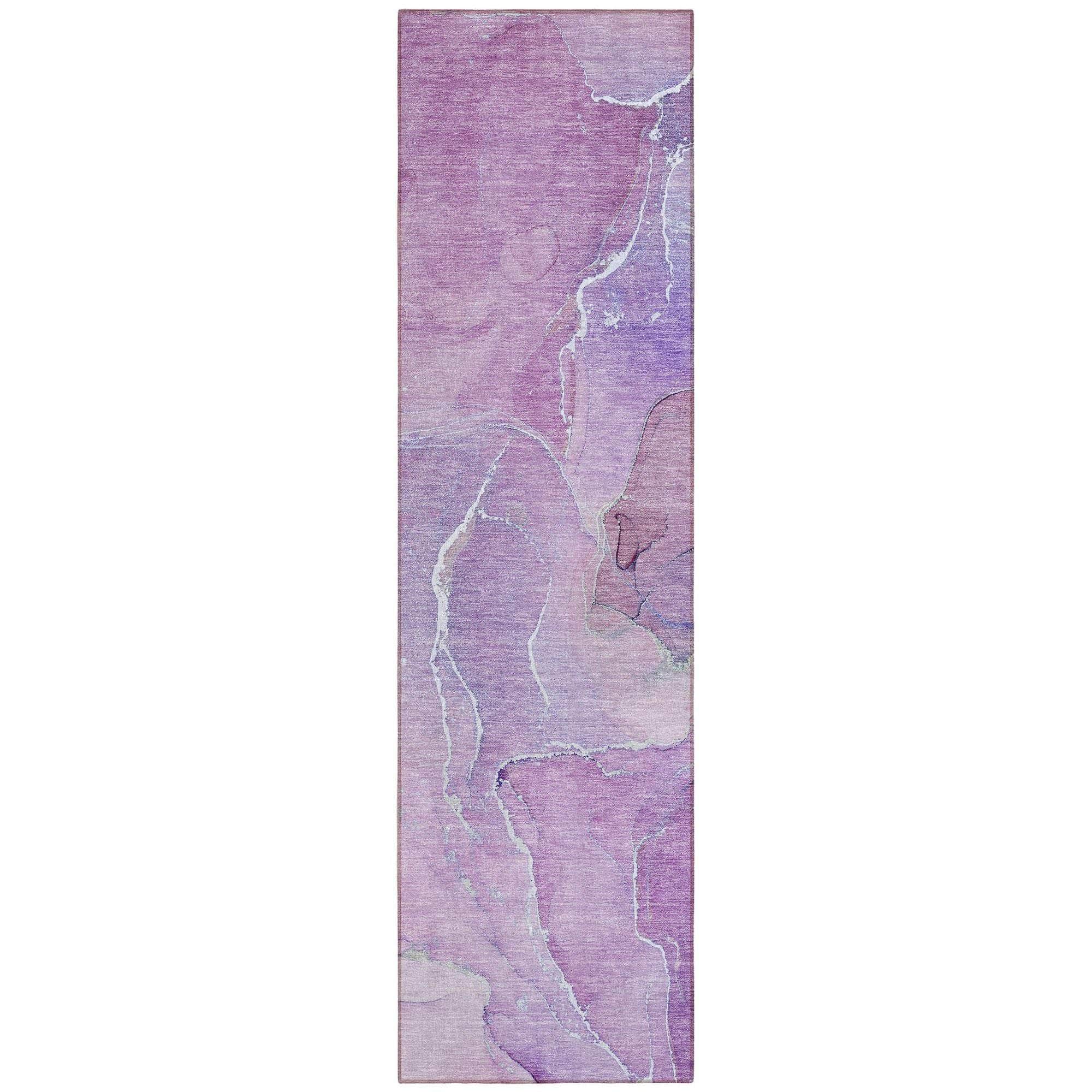 Machine Washable Purple Rug - Indoor / Outdoor - Kids / Pet Friendly Watercolors Print Rug