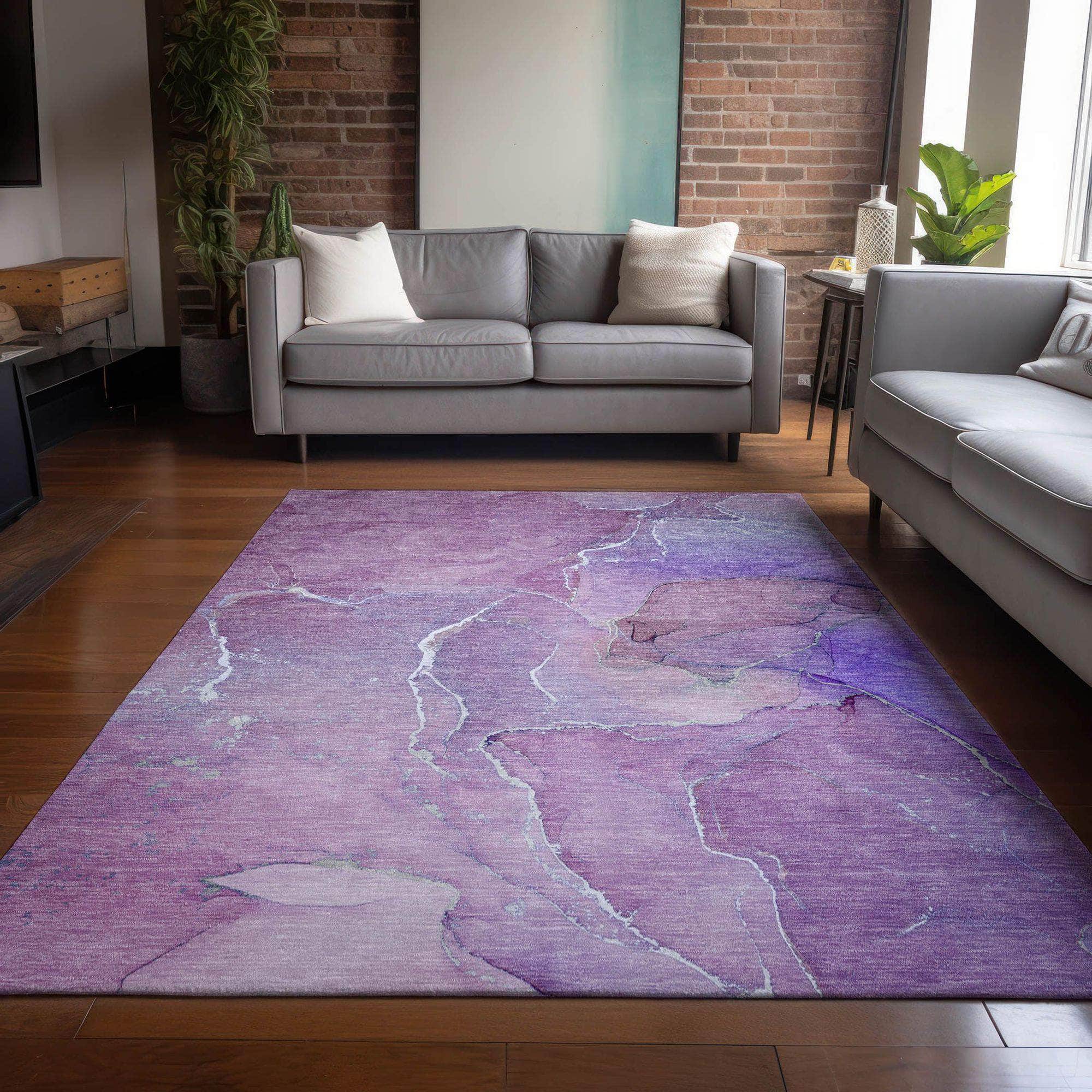 Machine Made ACN511 Purple Rugs