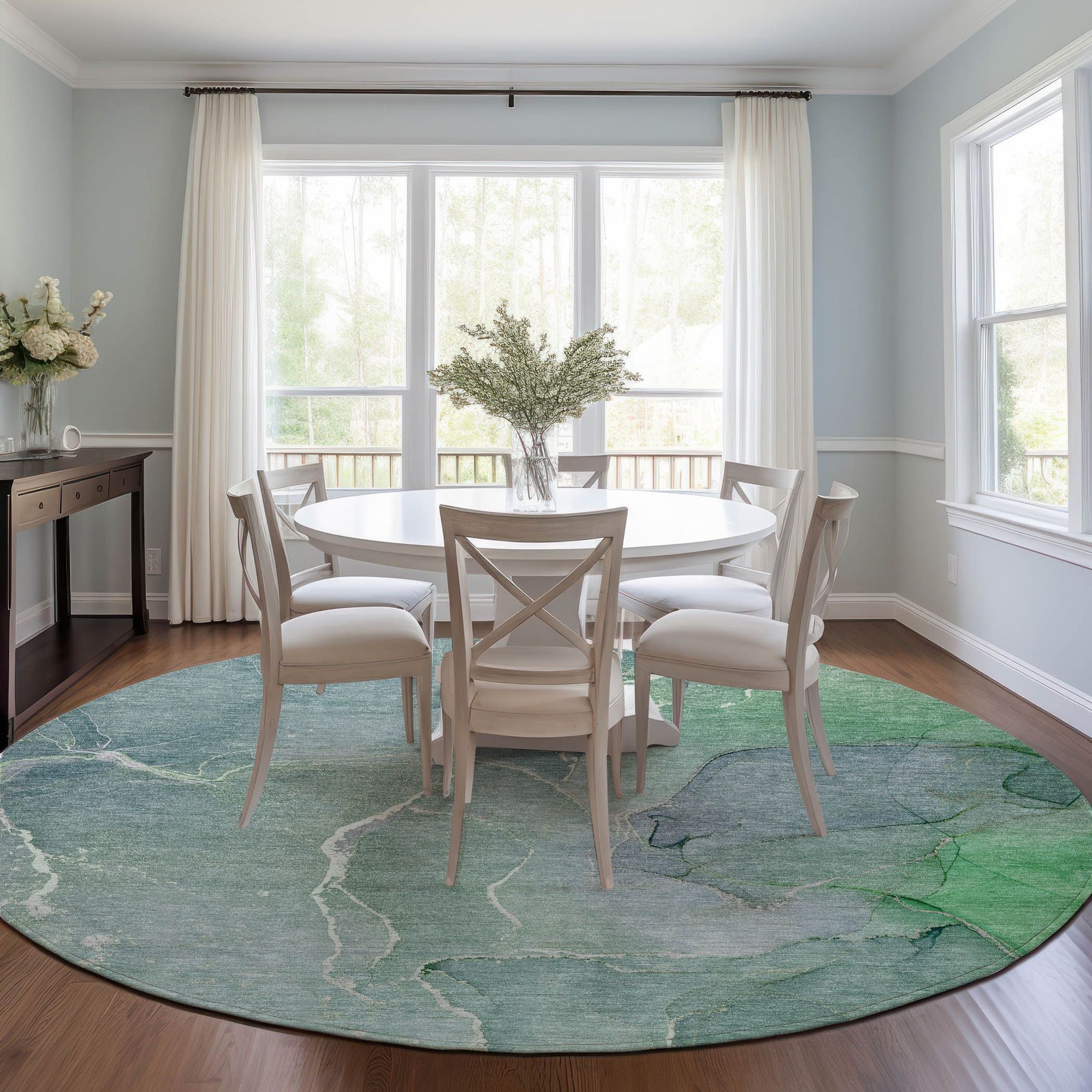 Machine Made ACN511 Teal Rugs