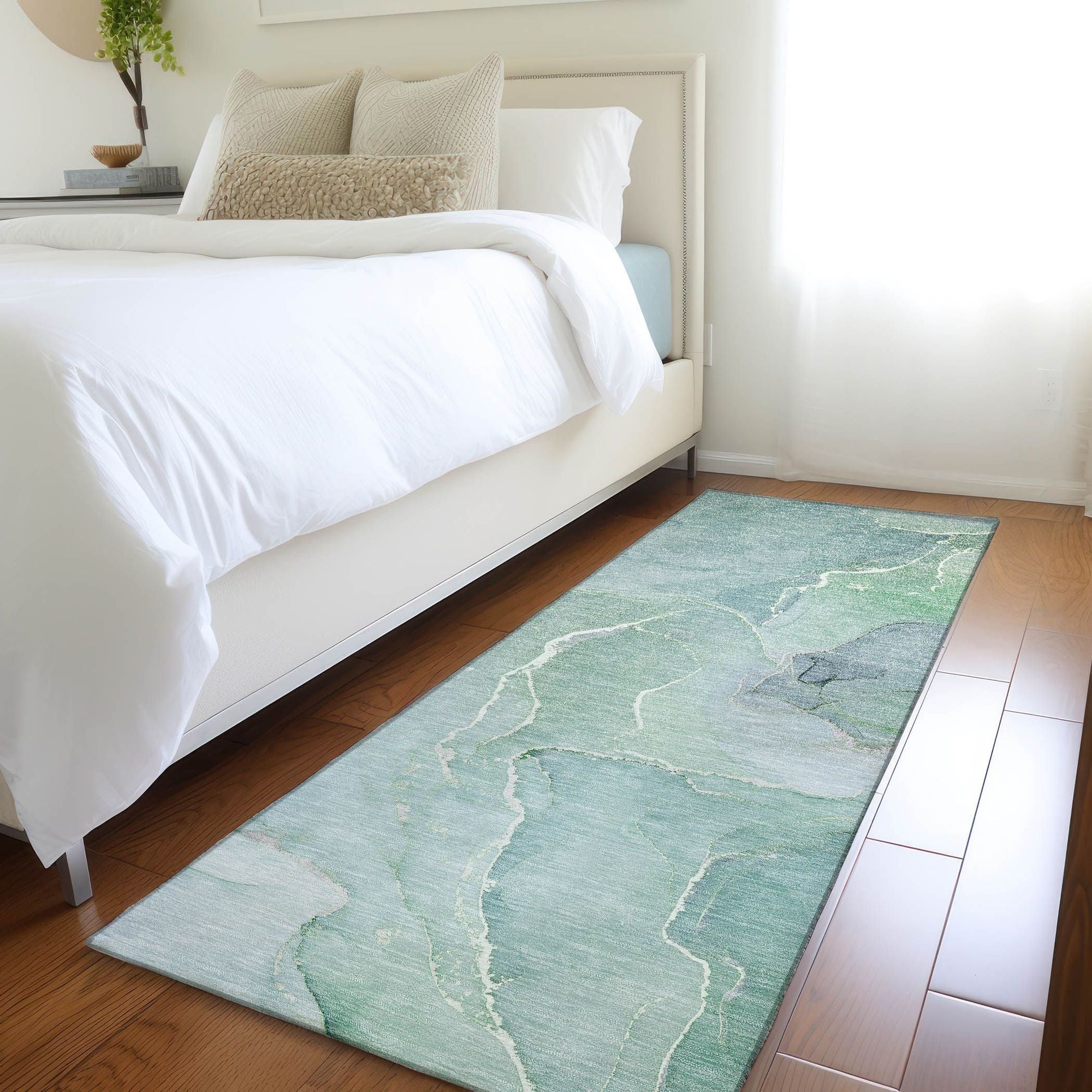 Machine Made ACN511 Teal Rugs