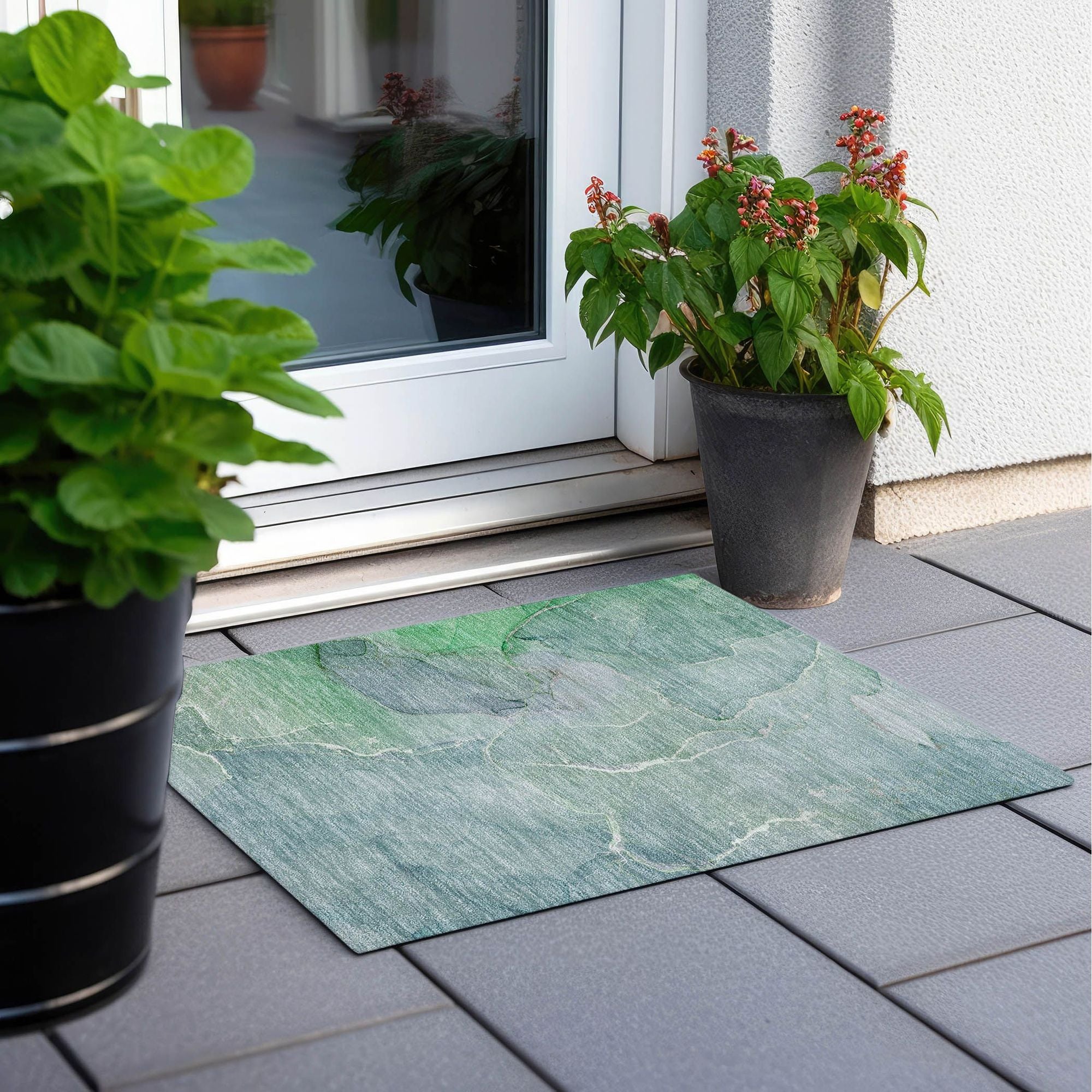 Machine Made ACN511 Teal Rugs