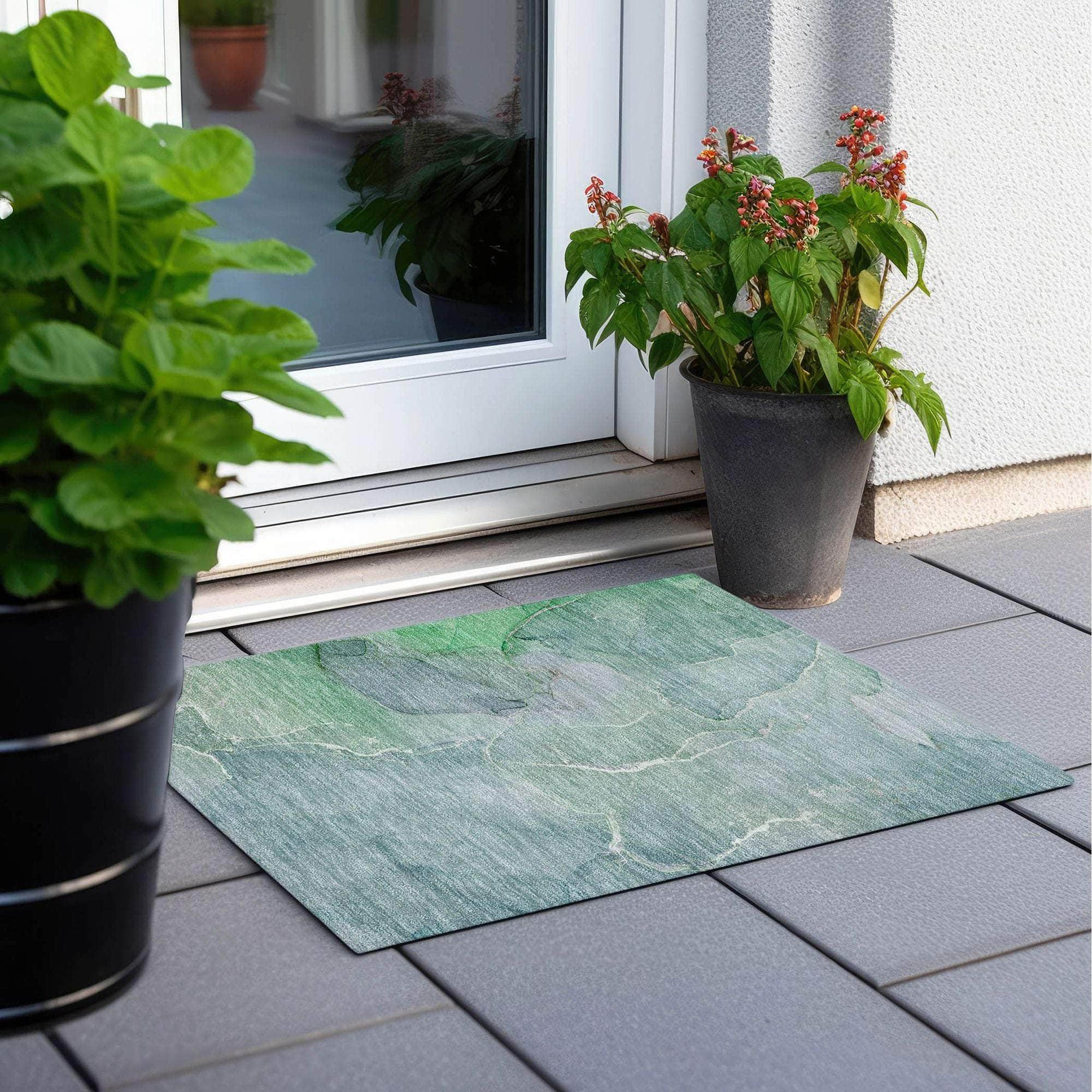 Machine Made ACN511 Teal Rugs