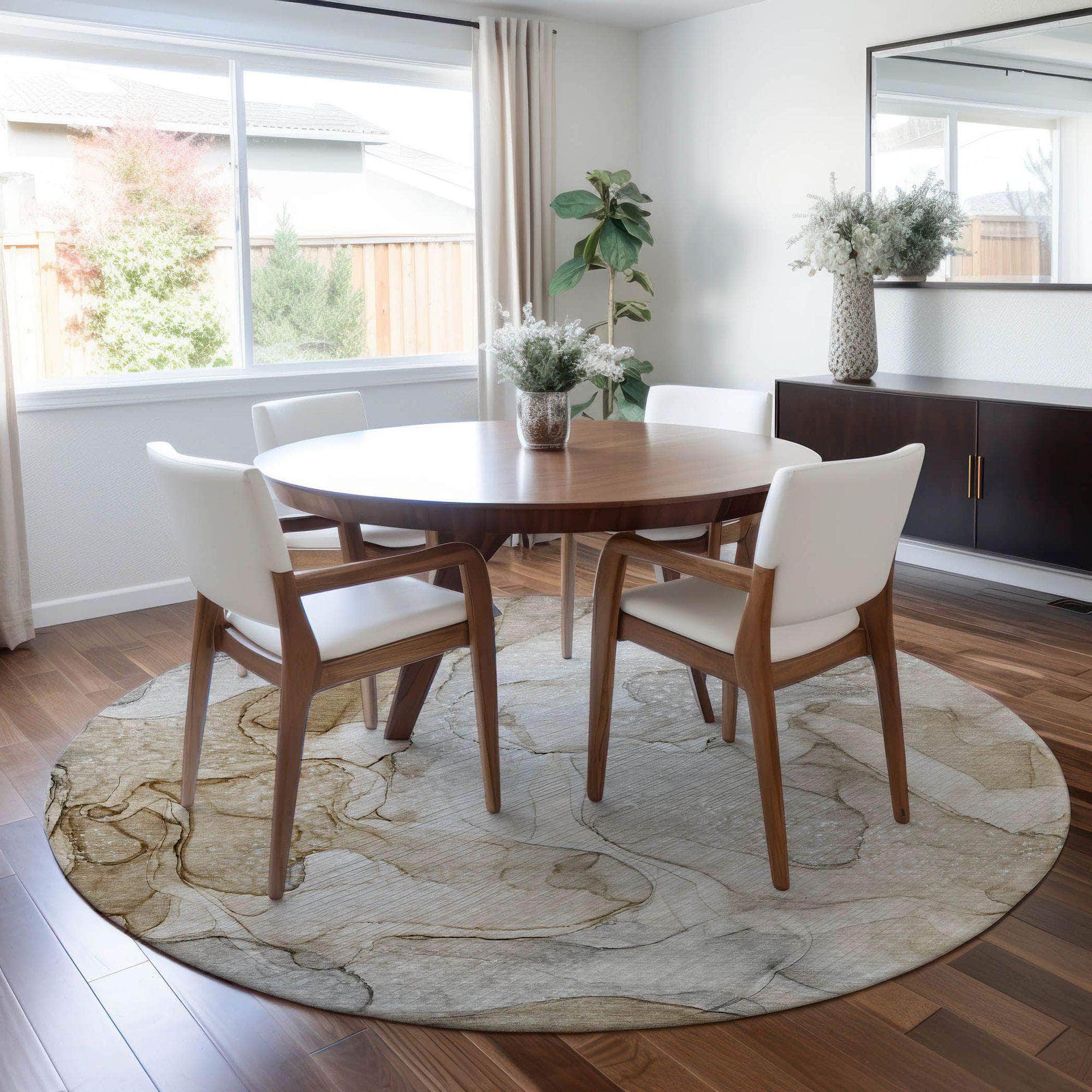 Machine Made ACN512 Beige Brown Rugs