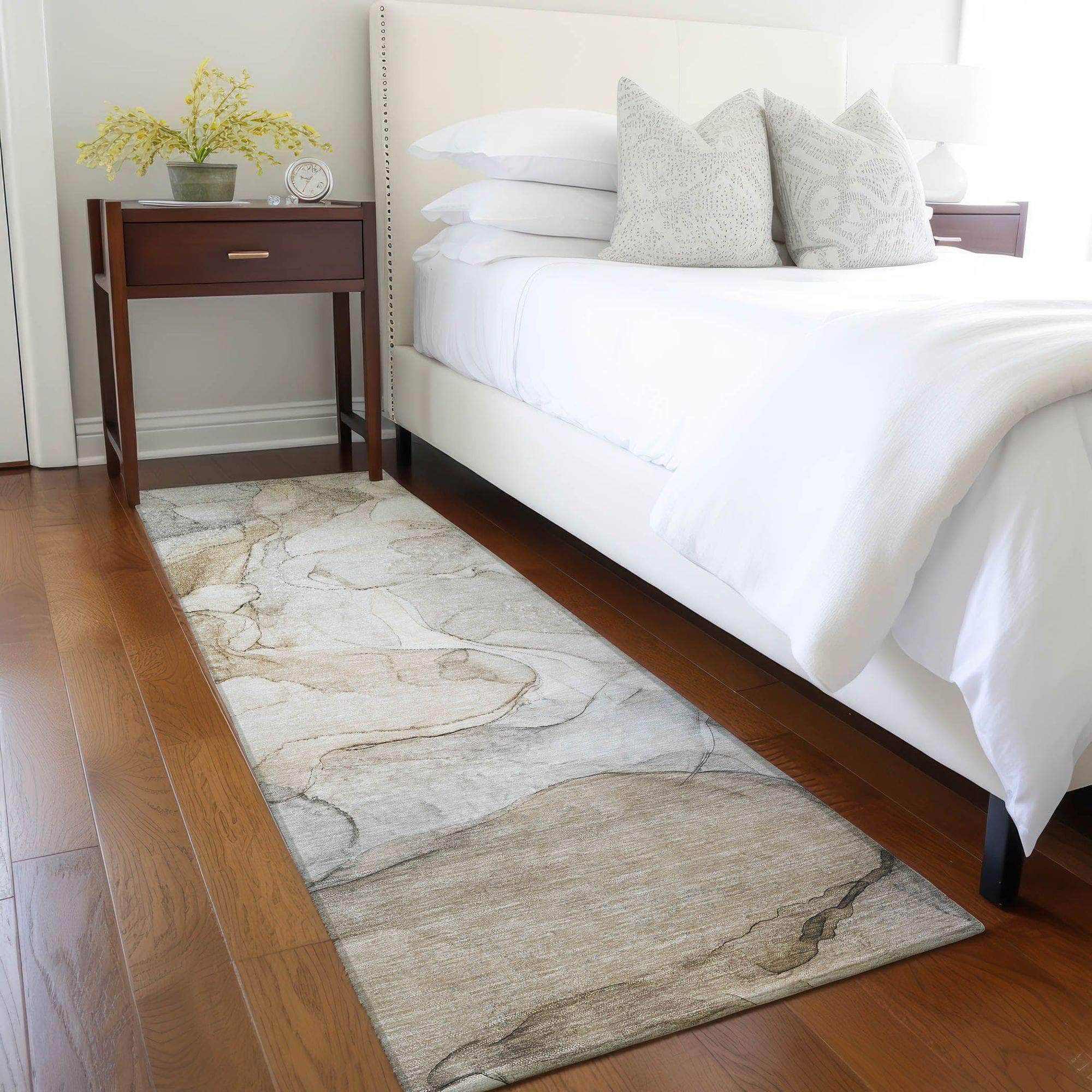 Machine Made ACN512 Beige Brown Rugs