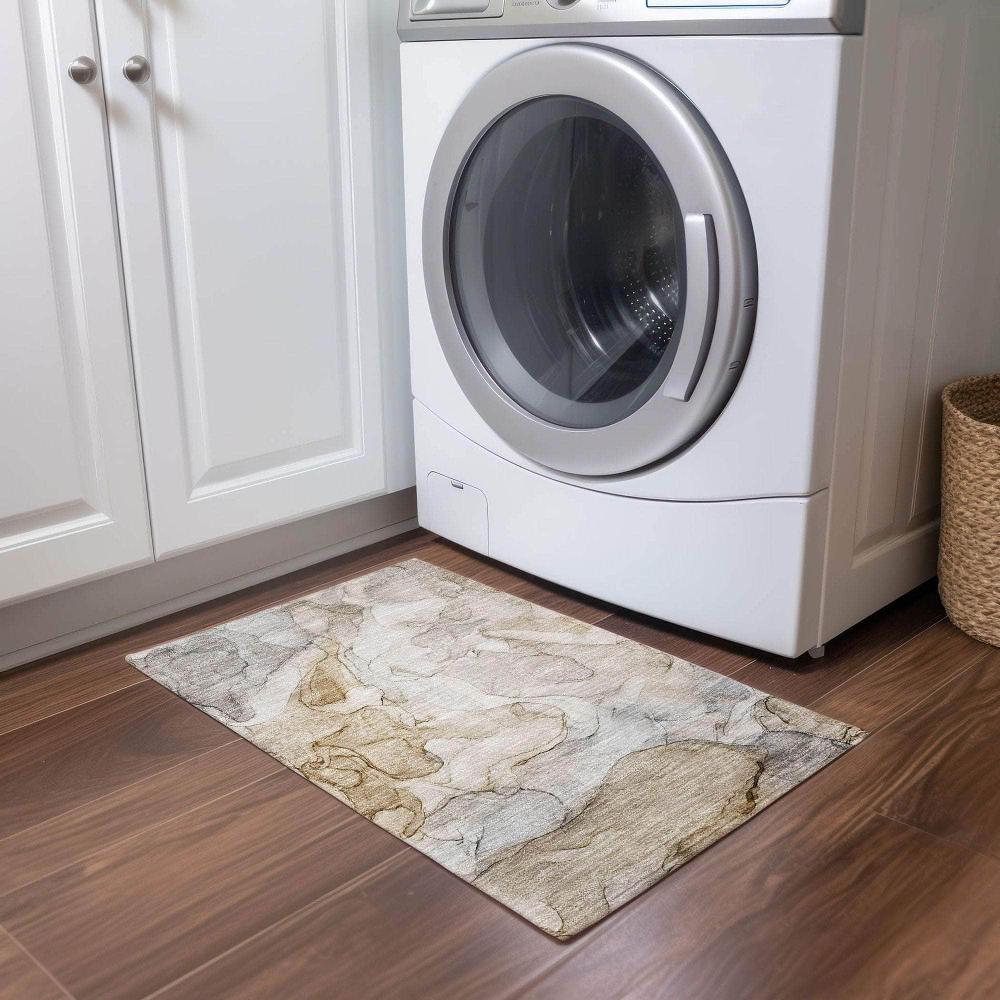 Machine Made ACN512 Beige Brown Rugs