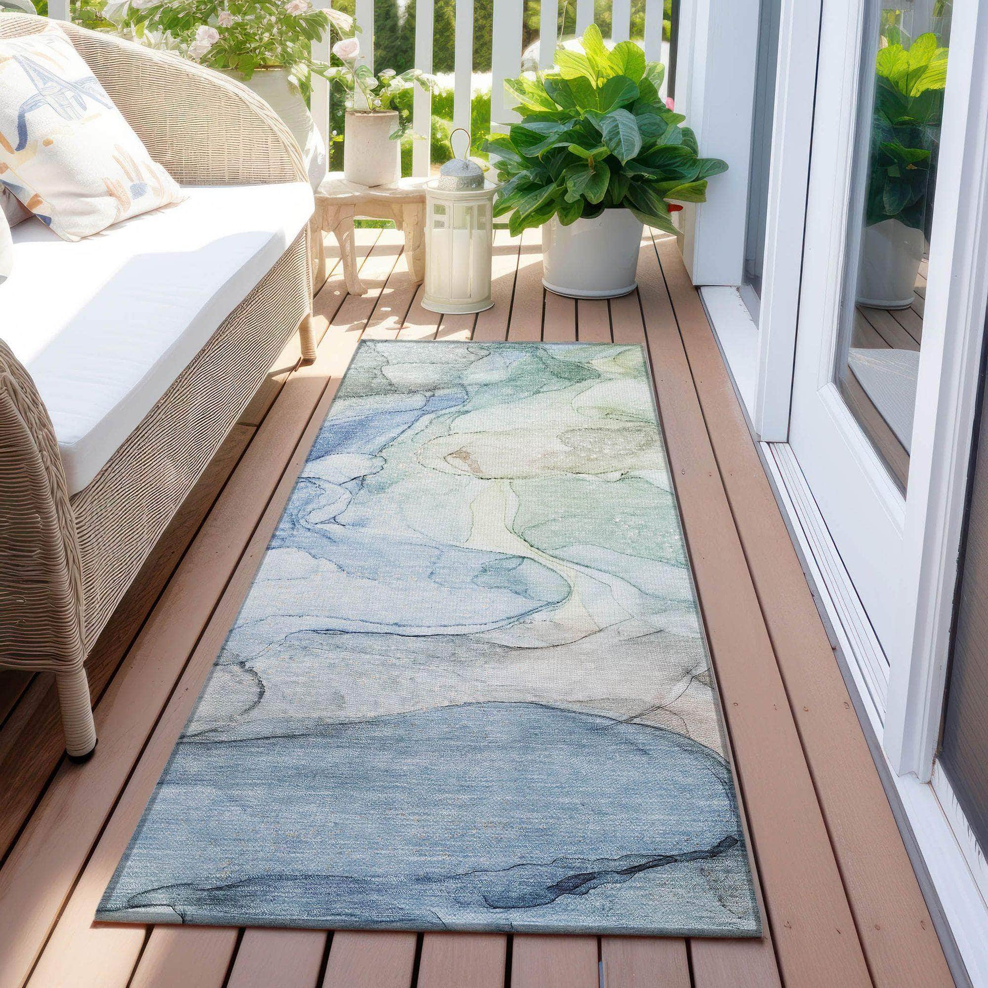 Machine Made ACN512 Blue Rugs