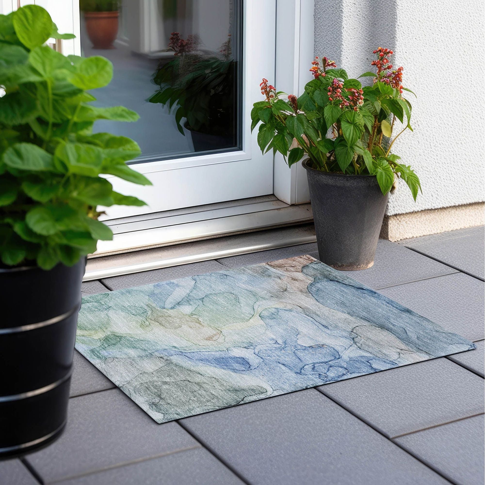 Machine Made ACN512 Blue Rugs