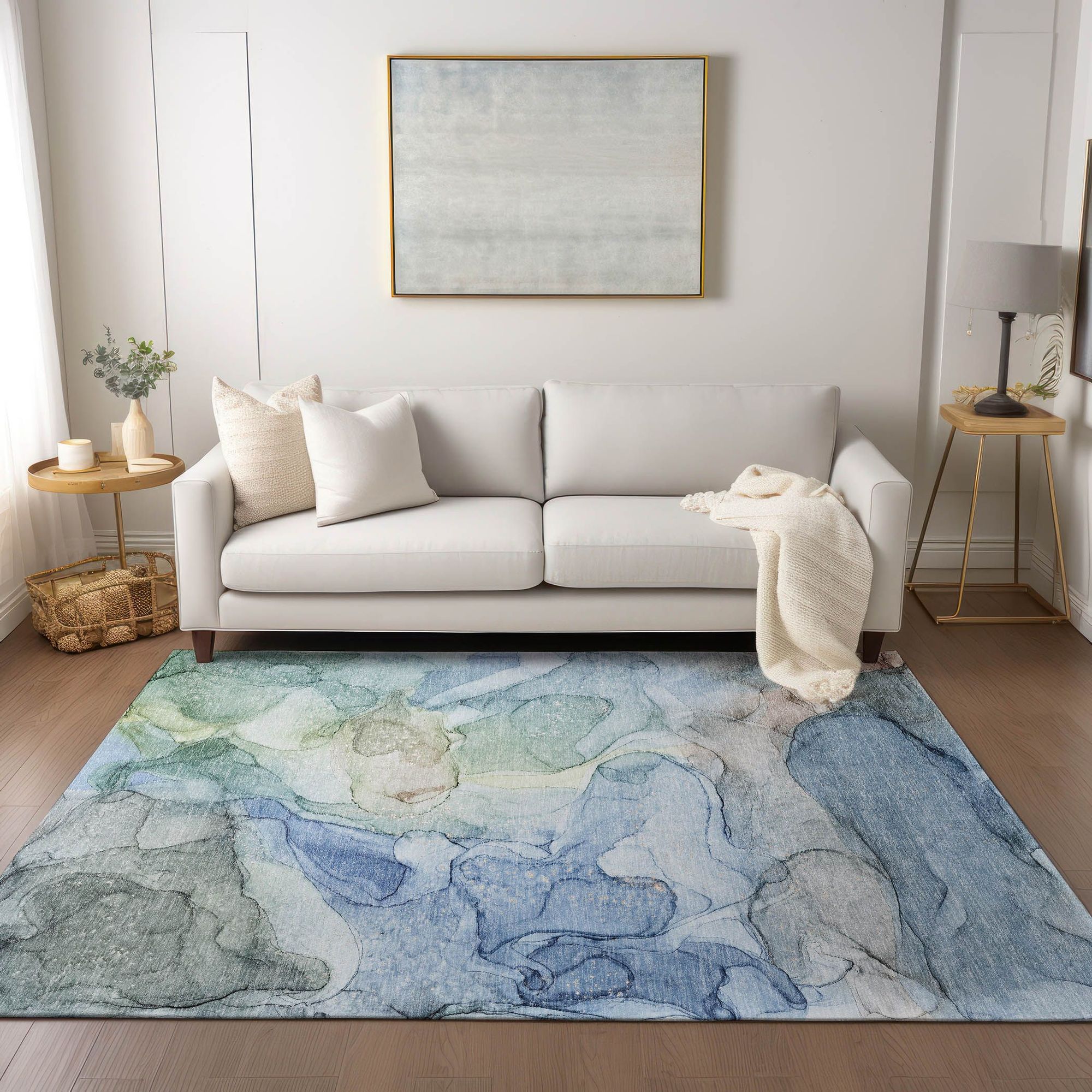 Machine Made ACN512 Blue Rugs