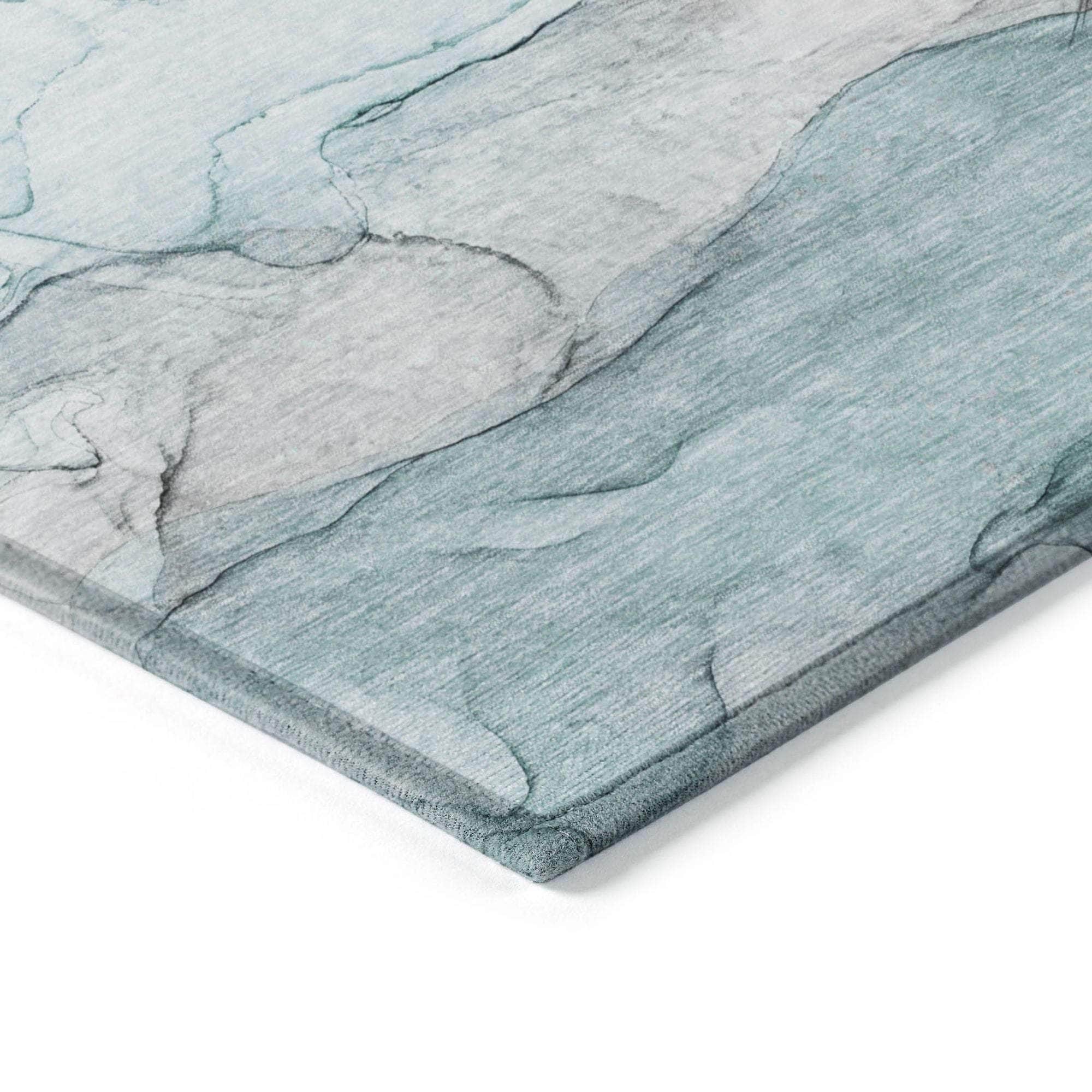 Machine Made ACN512 Teal Rugs