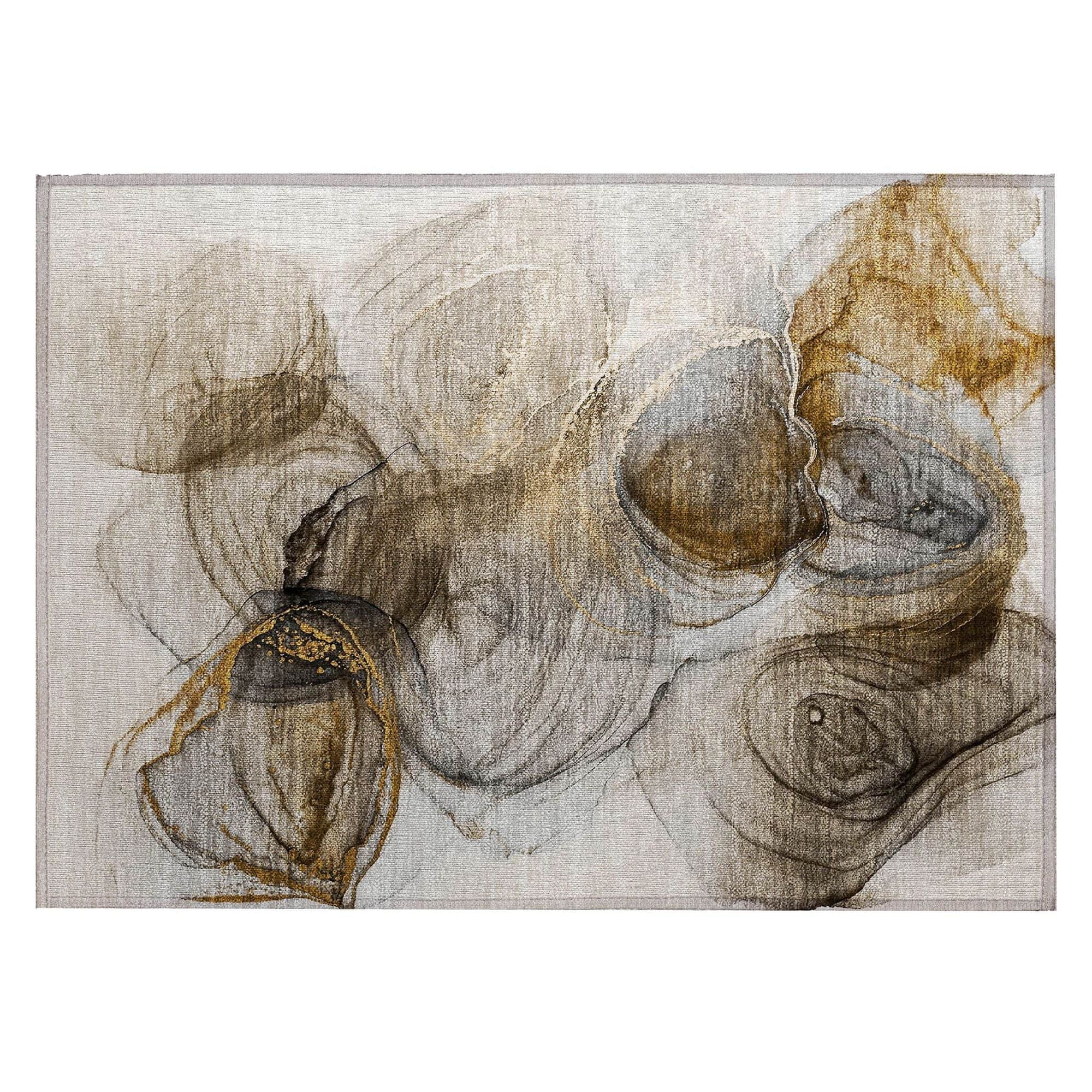 Machine Washable Brown Rug - Indoor / Outdoor - Kids / Pet Friendly Organic Print Rug