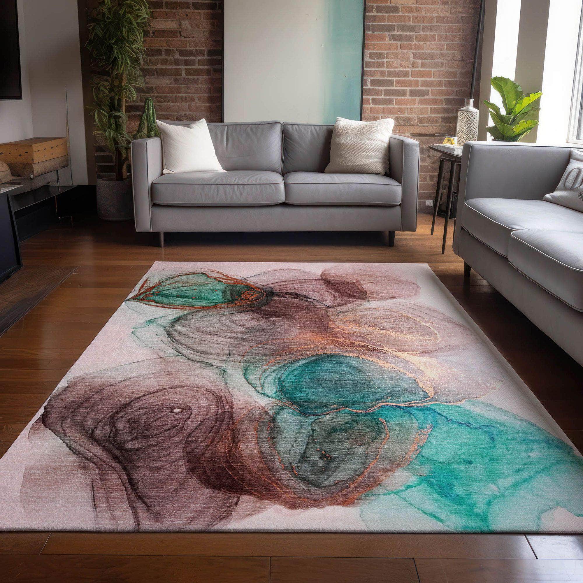 Machine Made ACN513 Burgundy Red Rugs