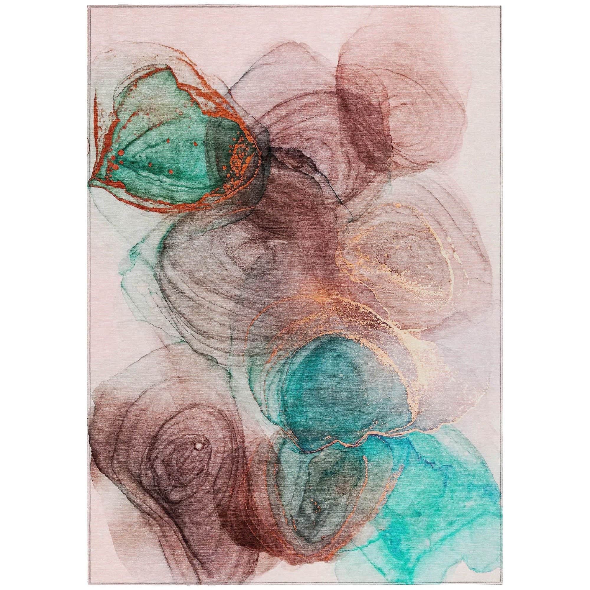 Machine Washable Burgundy Red Rug - Indoor / Outdoor - Kids / Pet Friendly Organic Print Rug