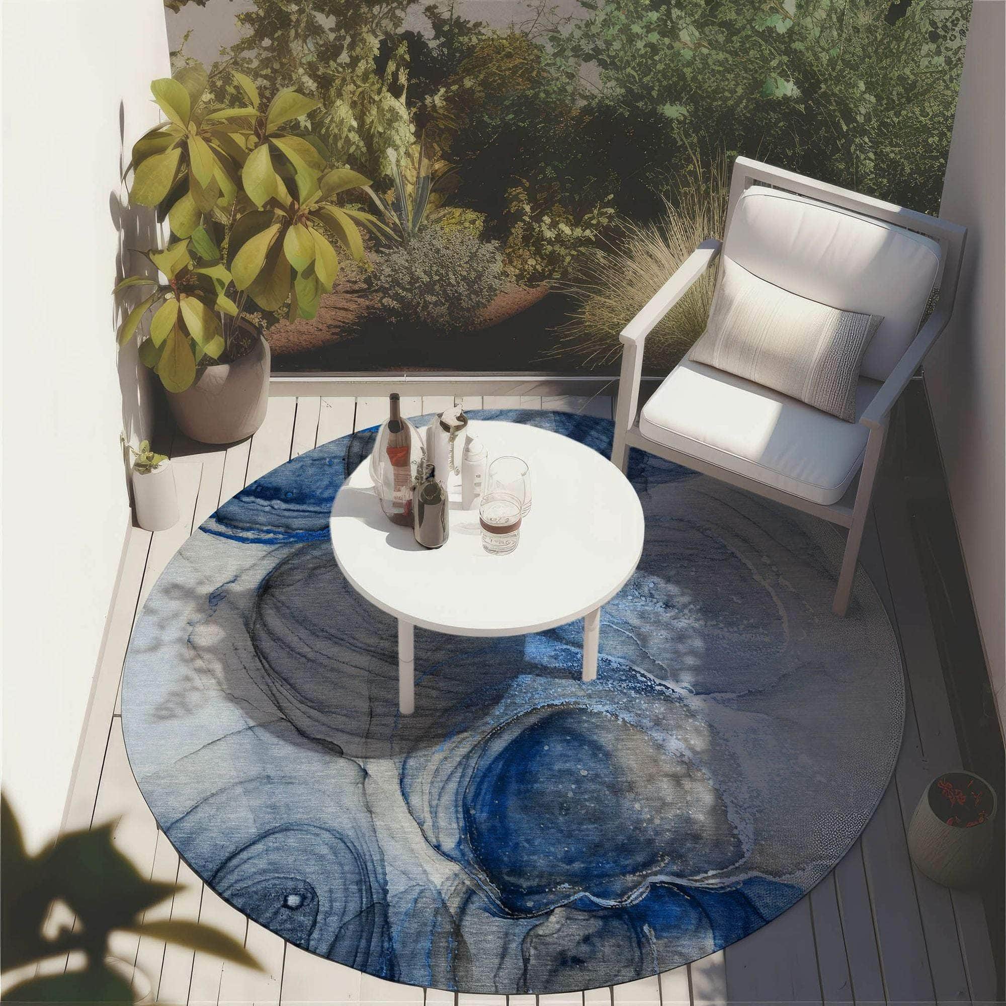 Machine Made ACN513 Navy Blue Rugs