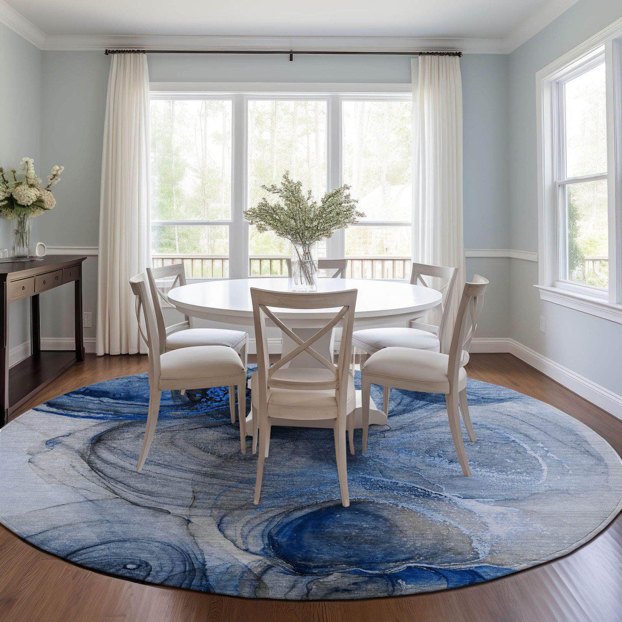 Machine Made ACN513 Navy Blue Rugs