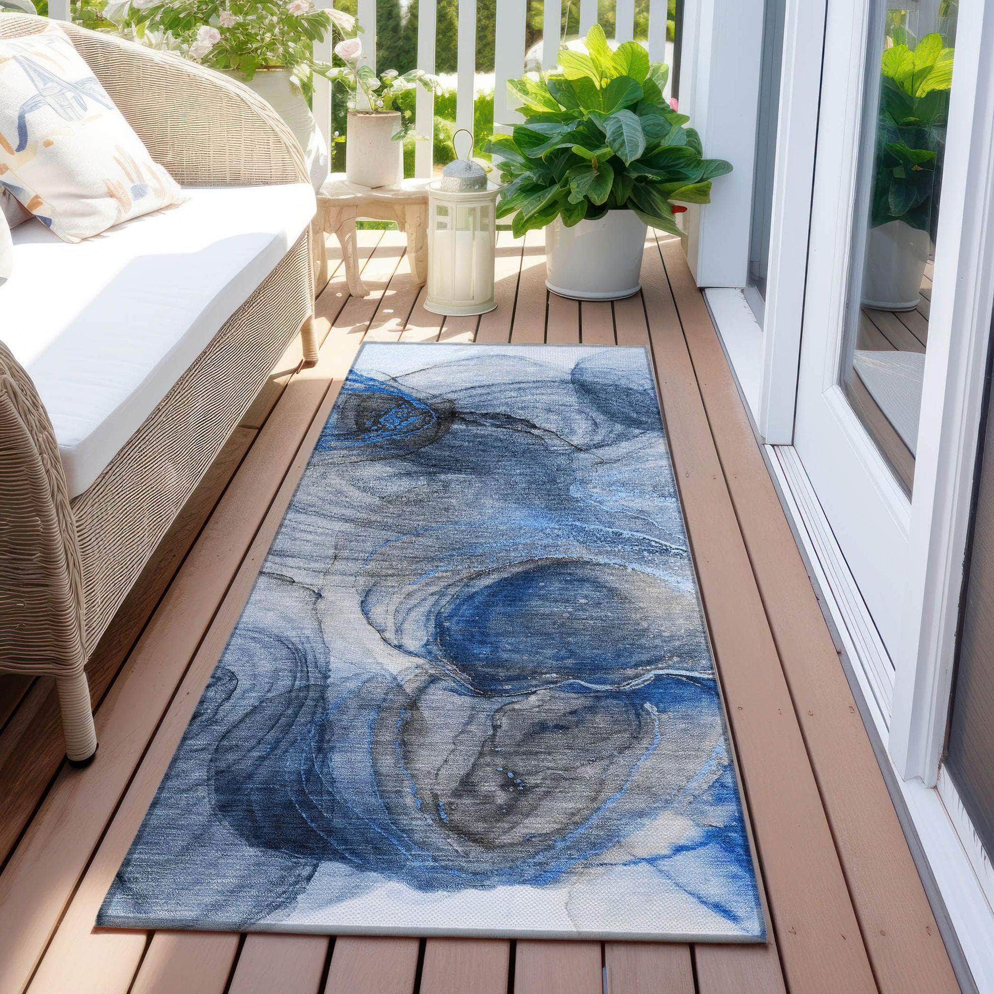 Machine Made ACN513 Navy Blue Rugs