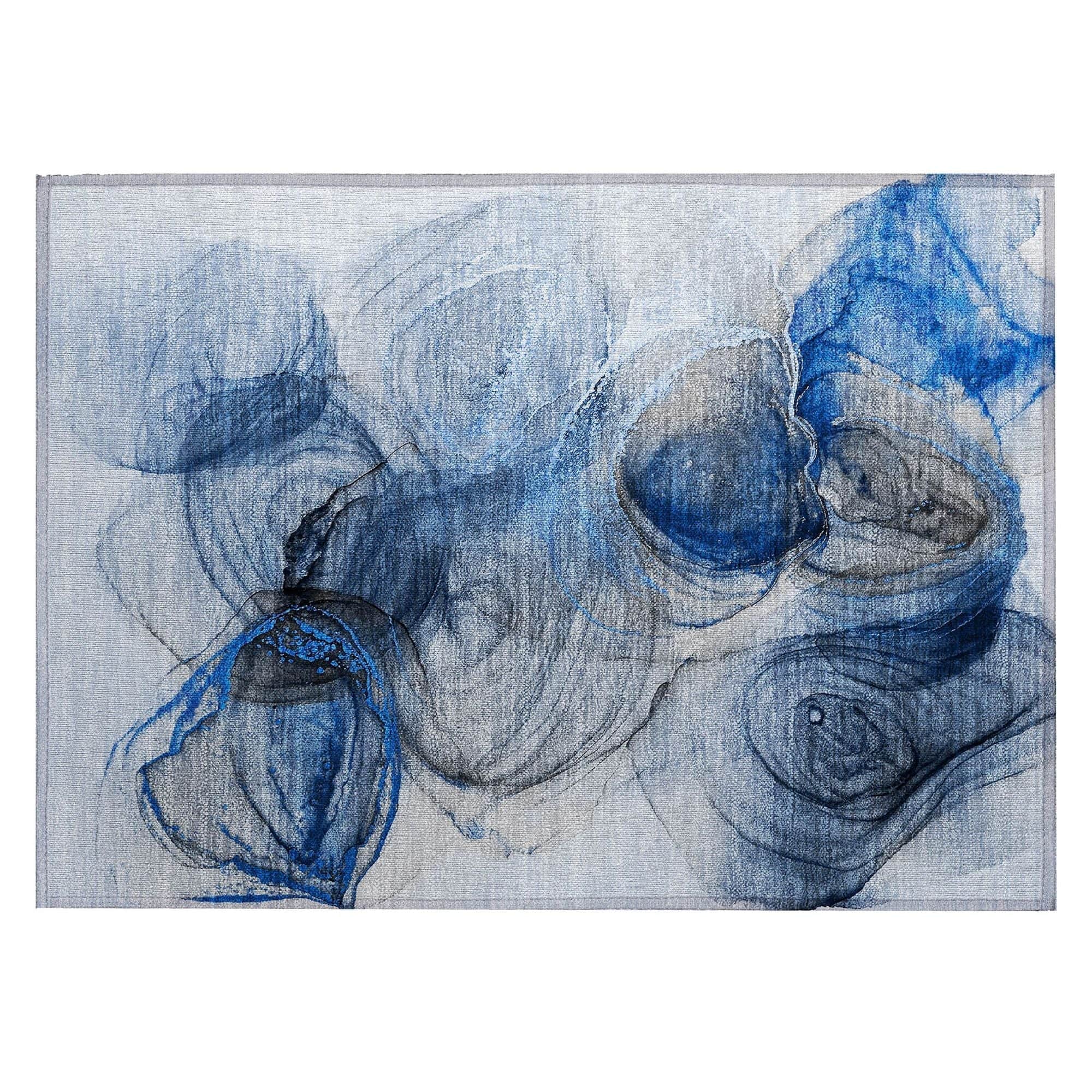 Machine Washable Navy Blue Rug - Indoor / Outdoor - Kids / Pet Friendly Organic Print Rug