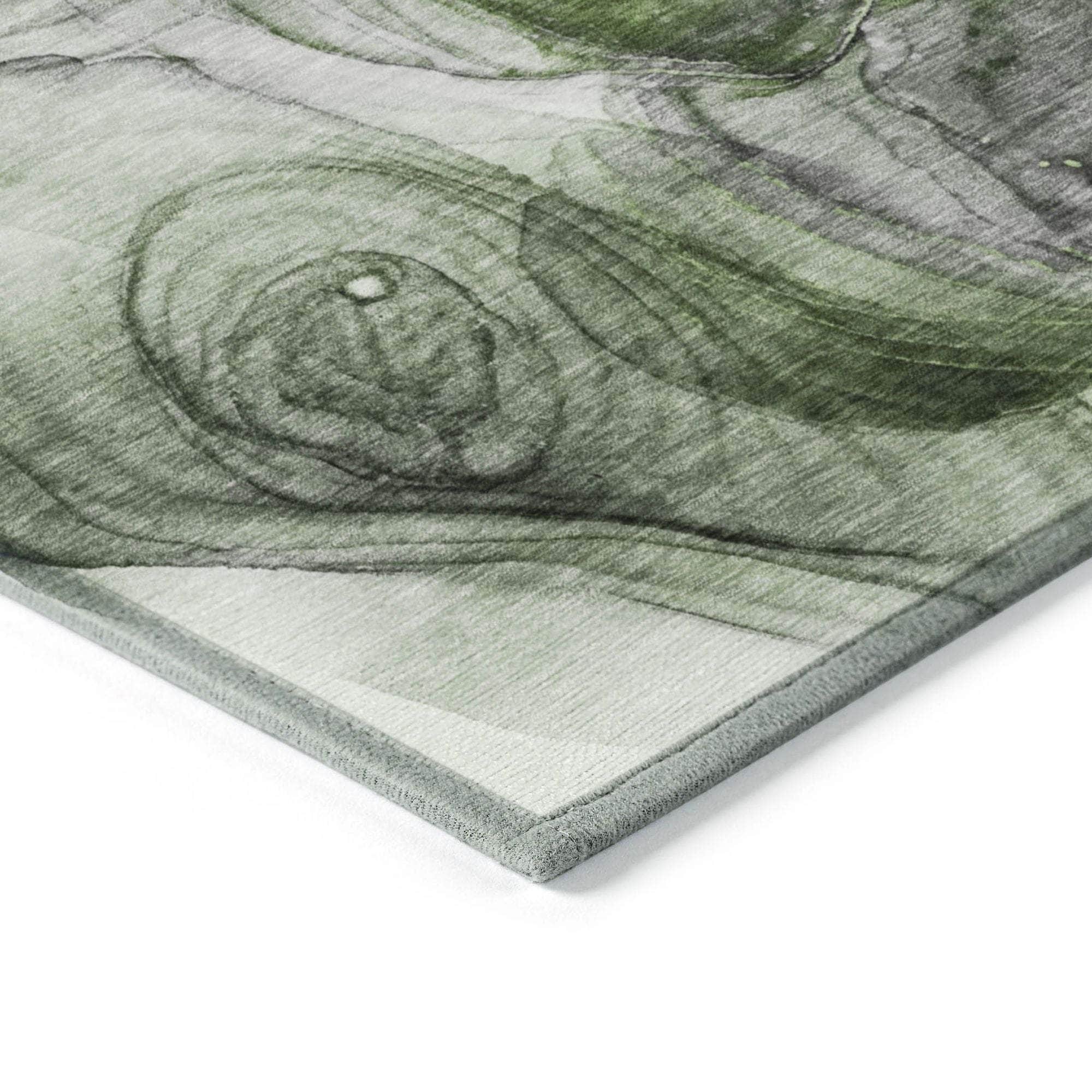 Machine Made ACN513 Olive Green Rugs