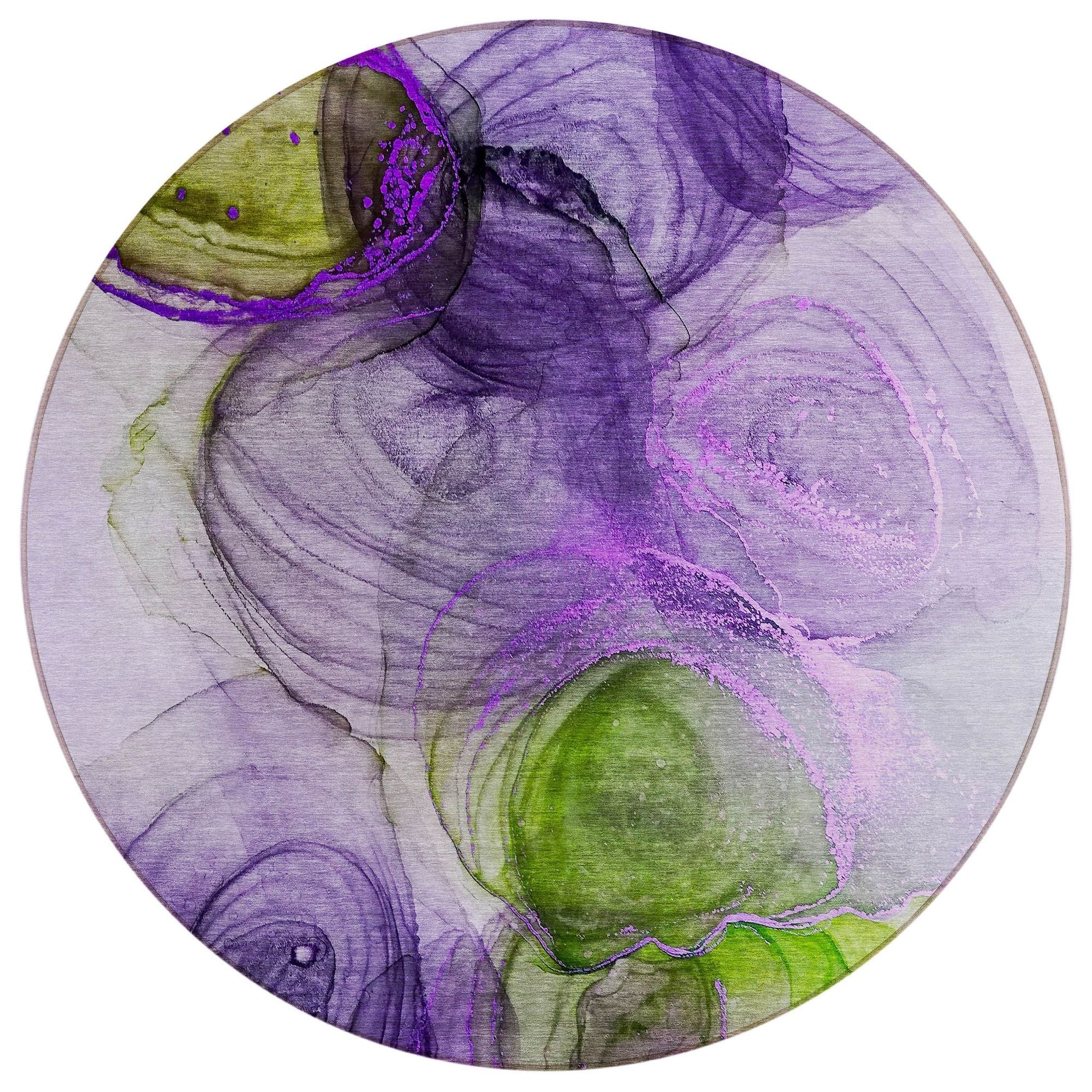 Machine Washable Purple Rug - Indoor / Outdoor - Kids / Pet Friendly Organic Print Rug