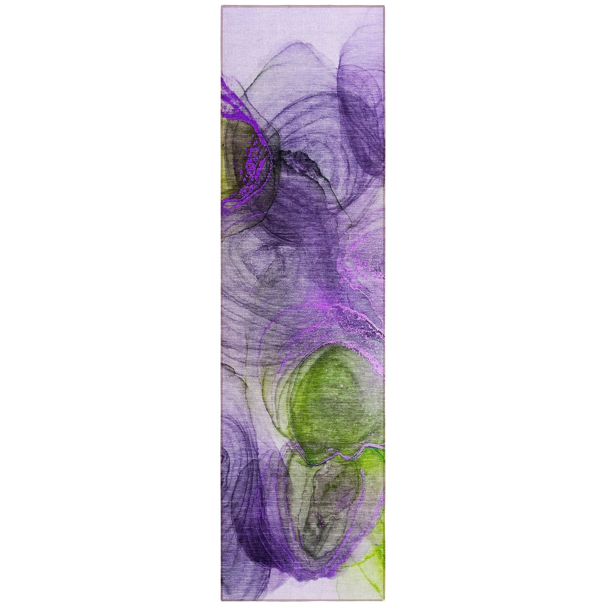Machine Washable Purple Rug - Indoor / Outdoor - Kids / Pet Friendly Organic Print Rug