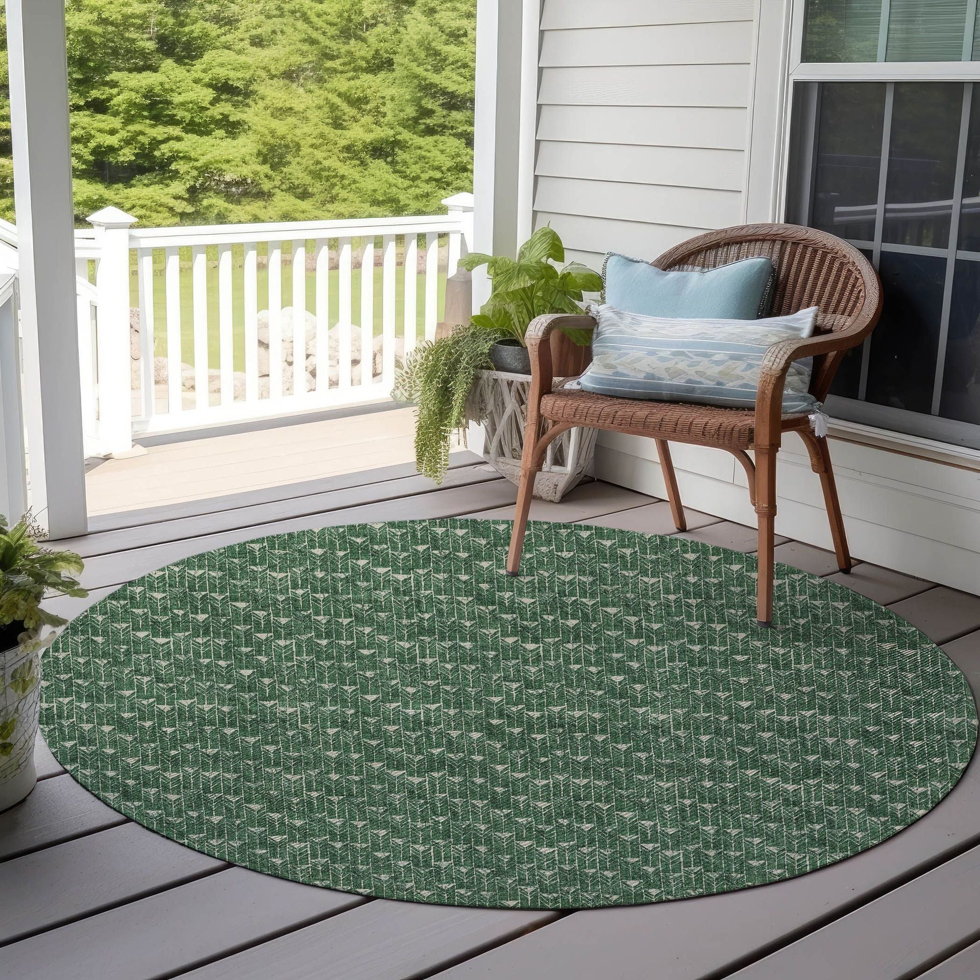 Machine Made ACN514 Green Rugs
