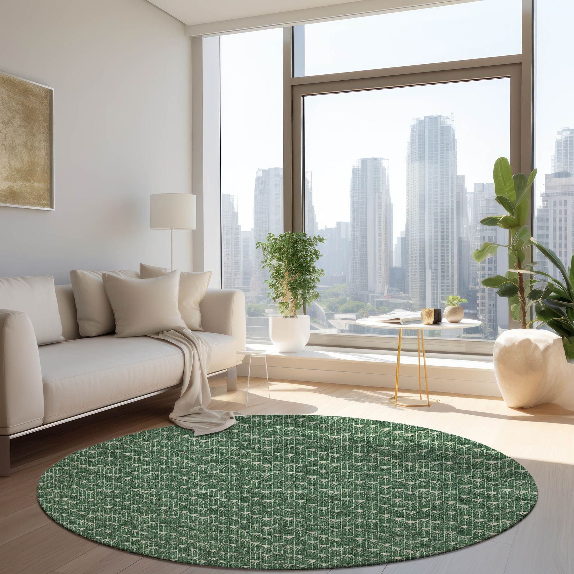 Machine Made ACN514 Green Rugs