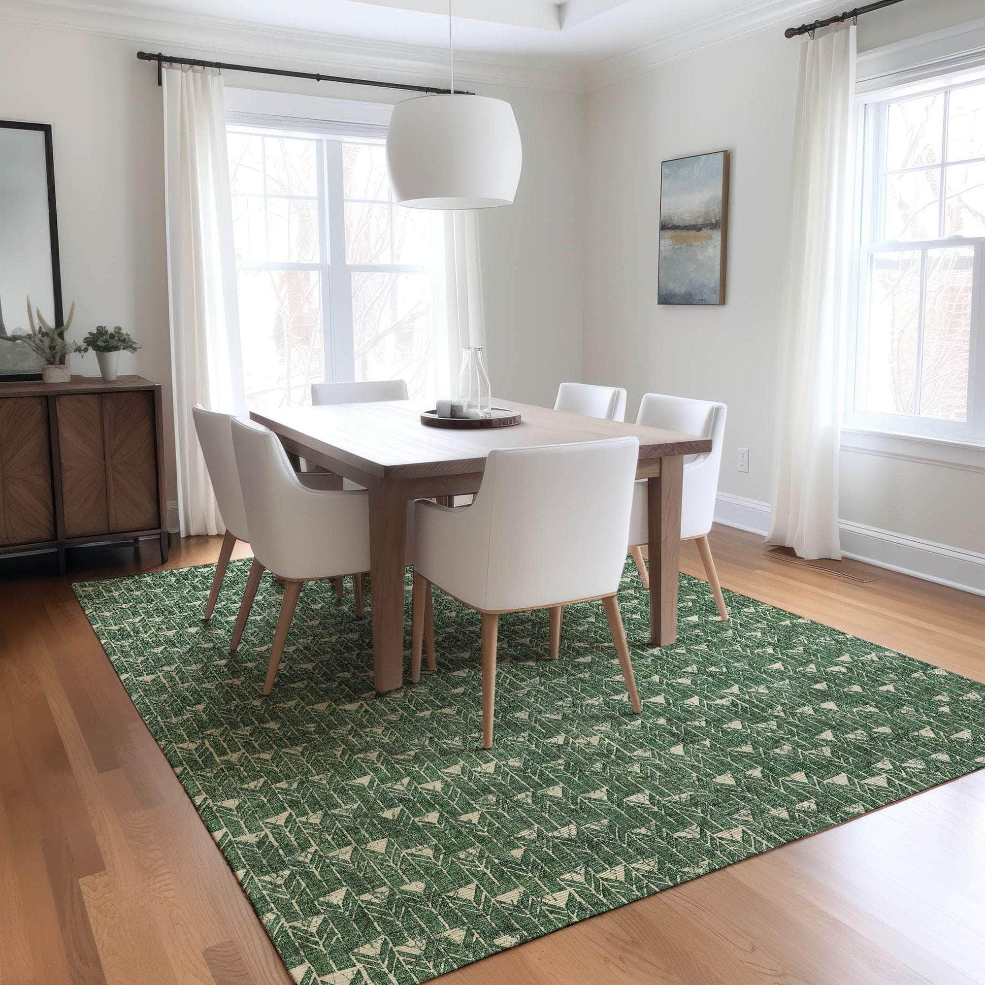 Machine Made ACN514 Green Rugs