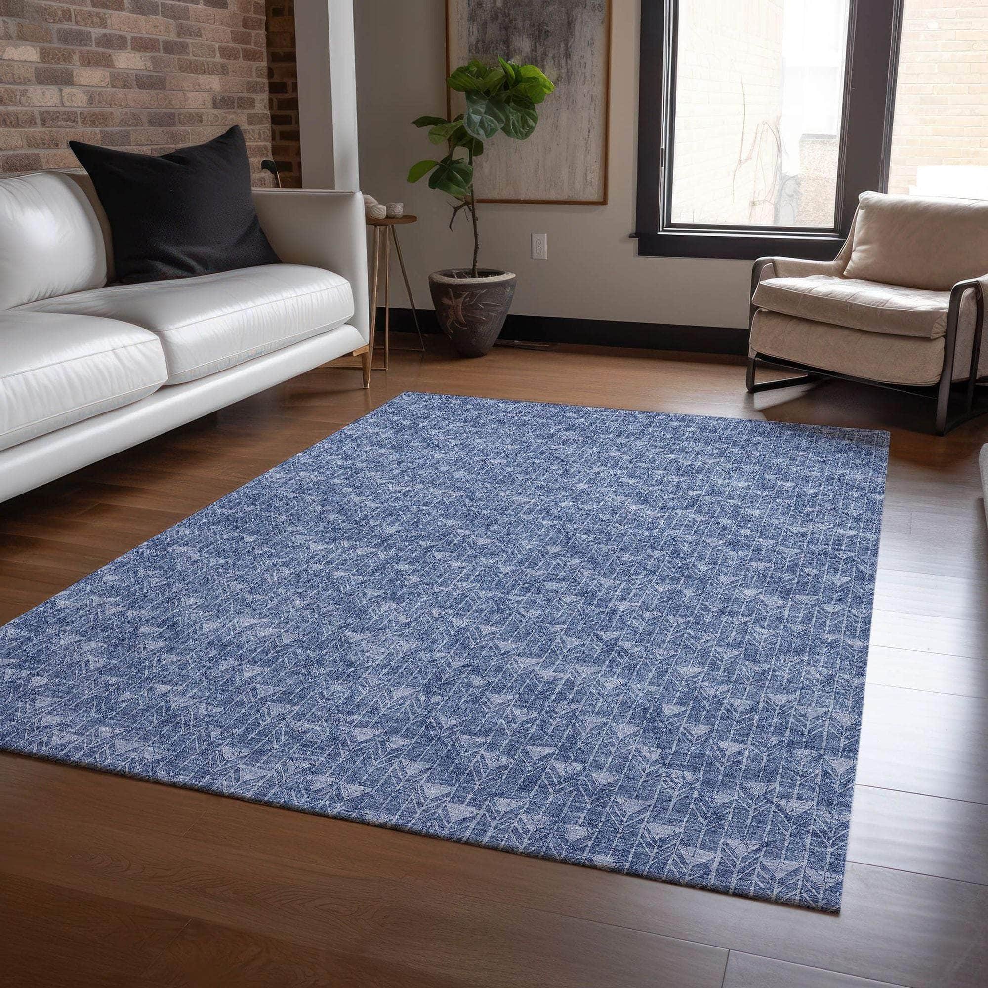 Machine Made ACN514 Navy Blue Rugs