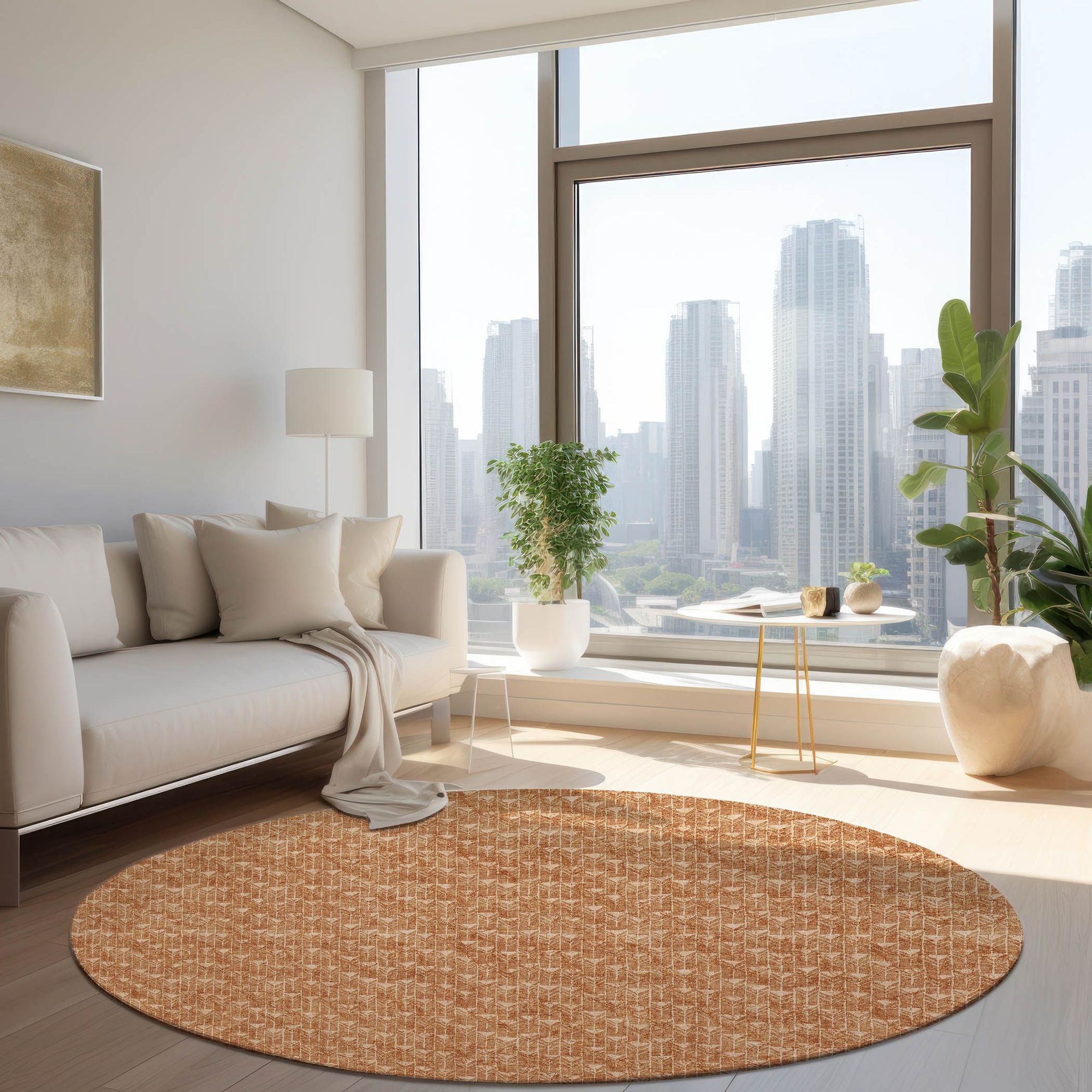 Machine Made ACN514 Salmon Orange Rugs