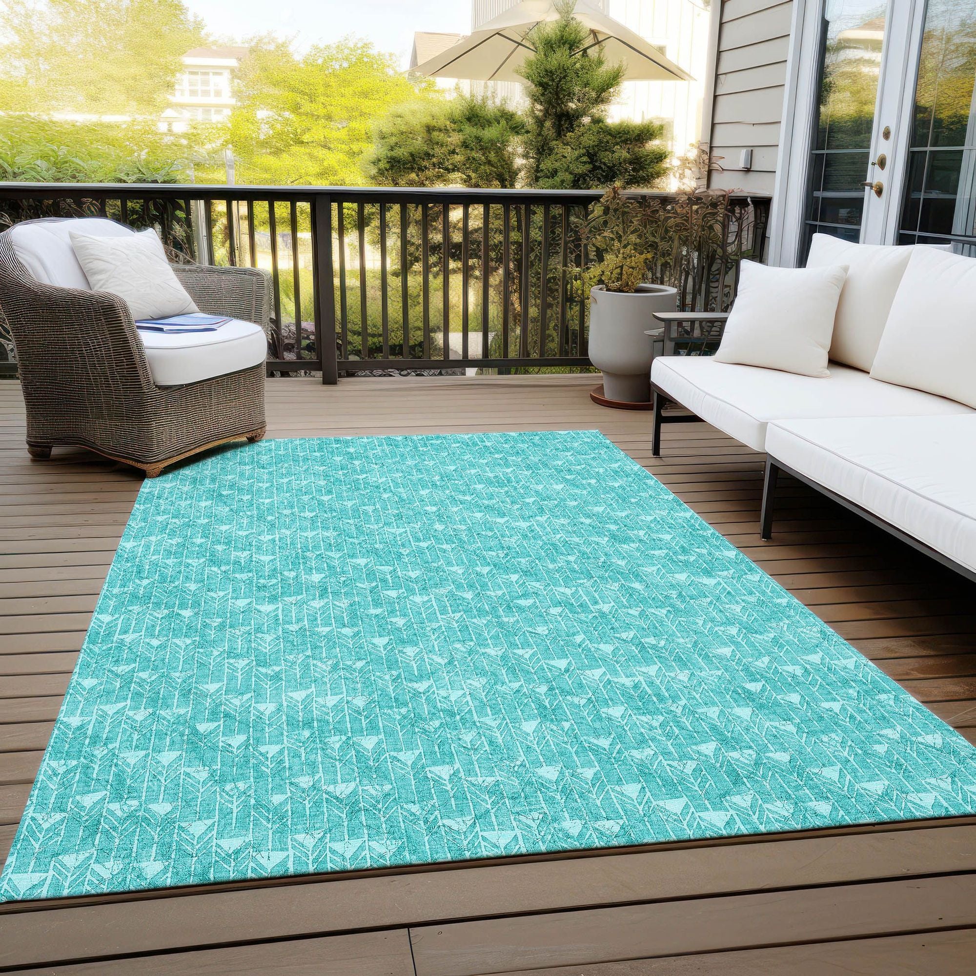 Machine Made ACN514 Teal Rugs