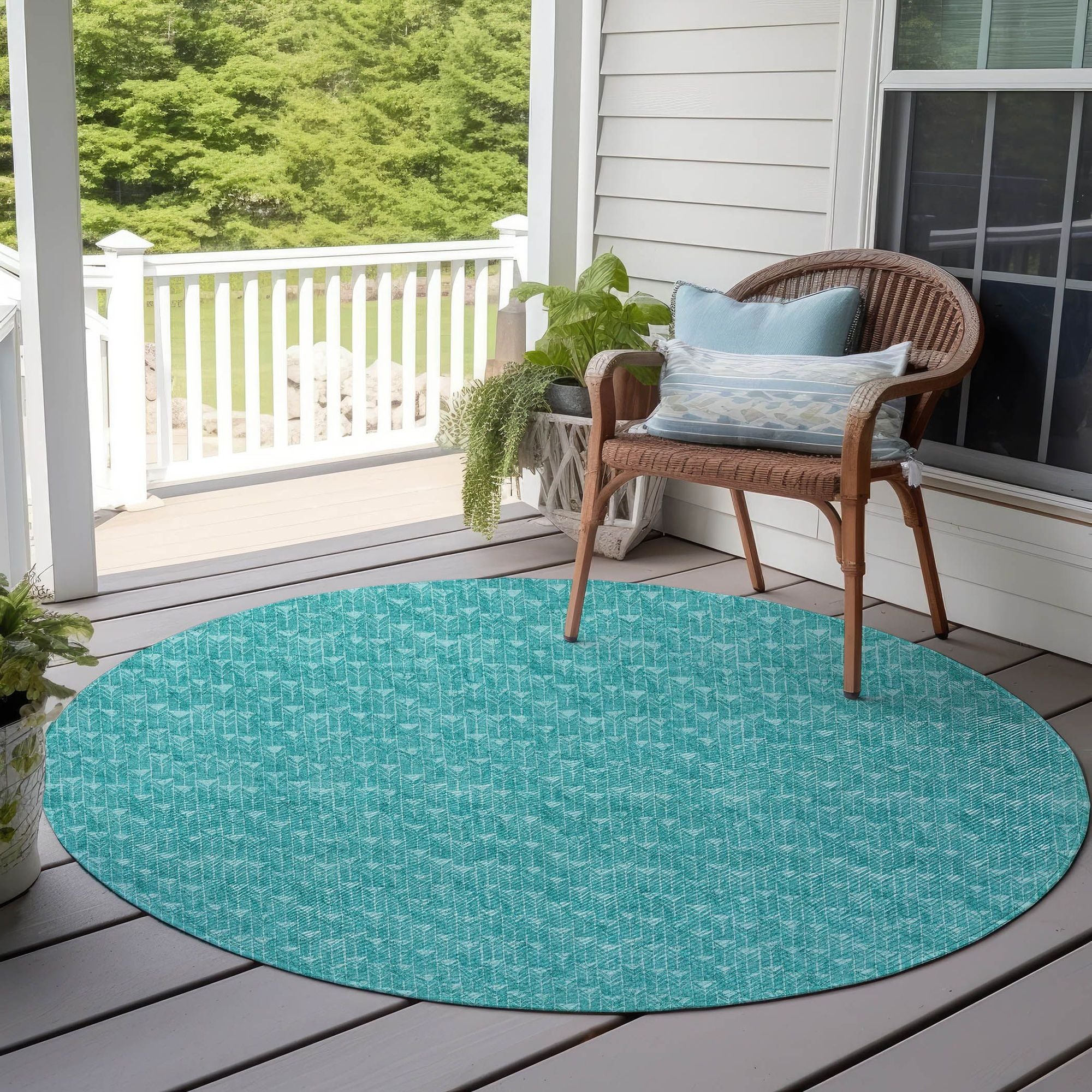 Machine Made ACN514 Teal Rugs