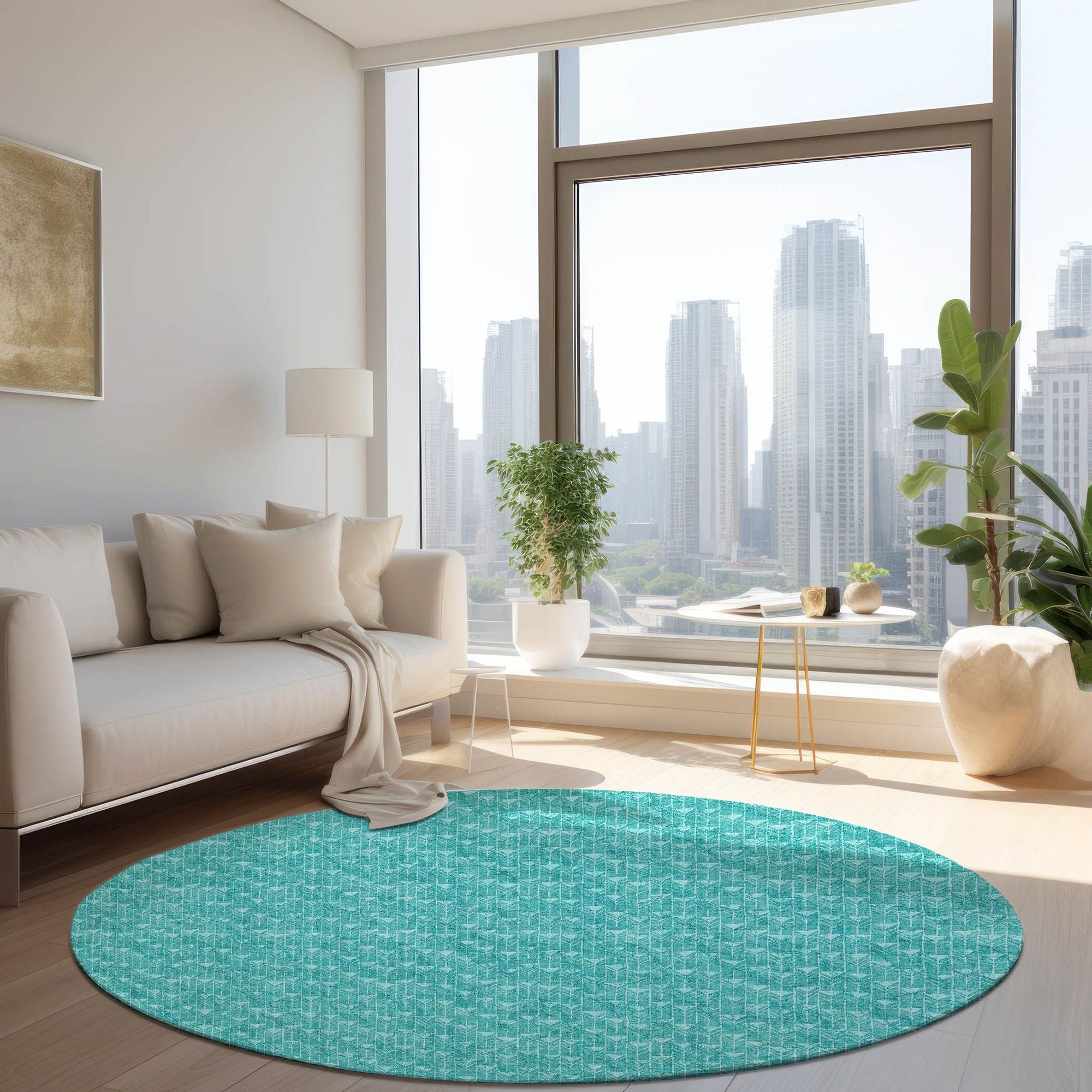 Machine Made ACN514 Teal Rugs