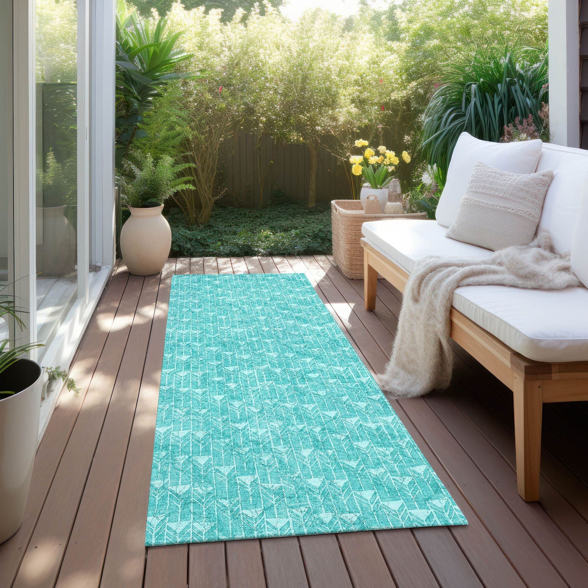 Machine Made ACN514 Teal Rugs