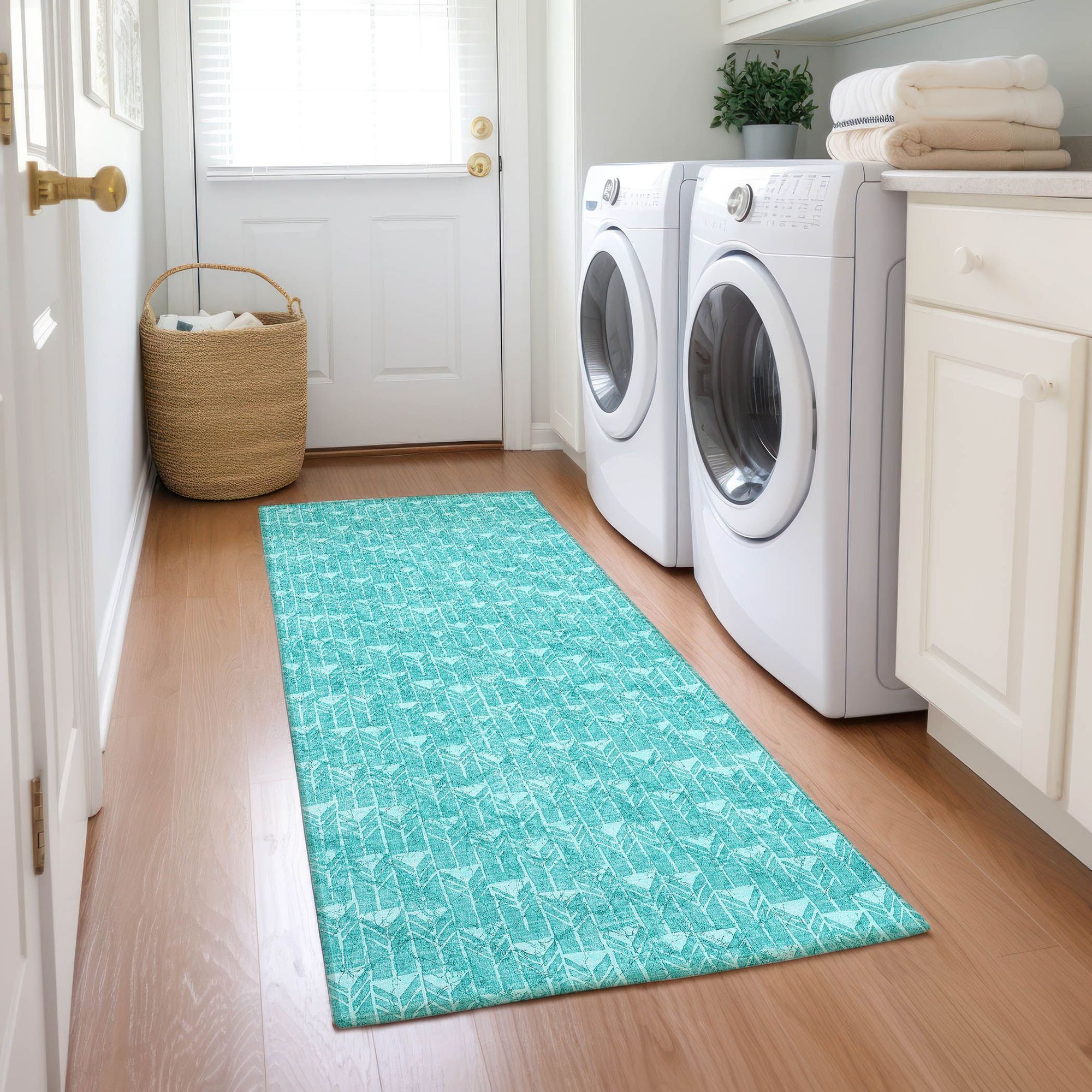 Machine Made ACN514 Teal Rugs