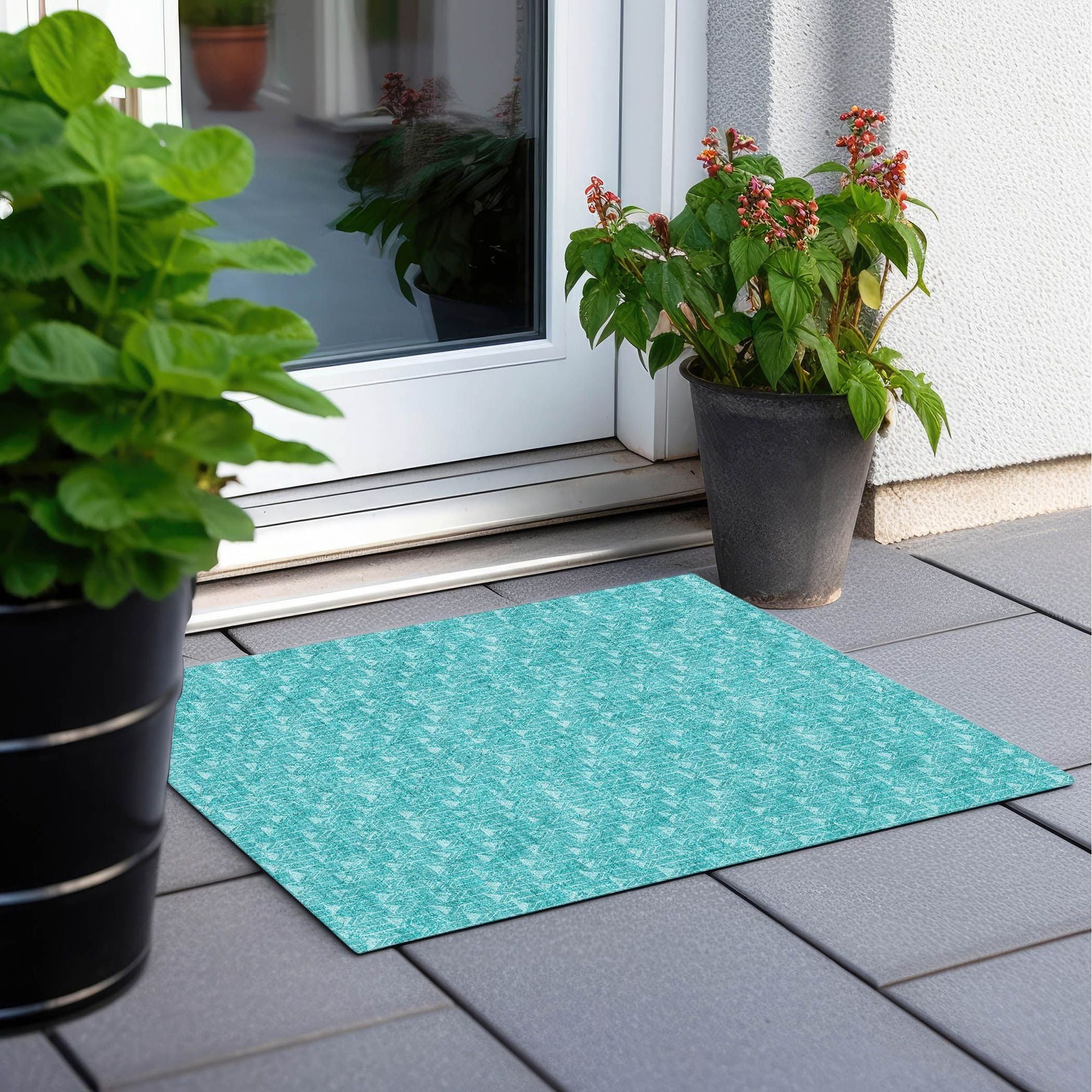 Machine Made ACN514 Teal Rugs