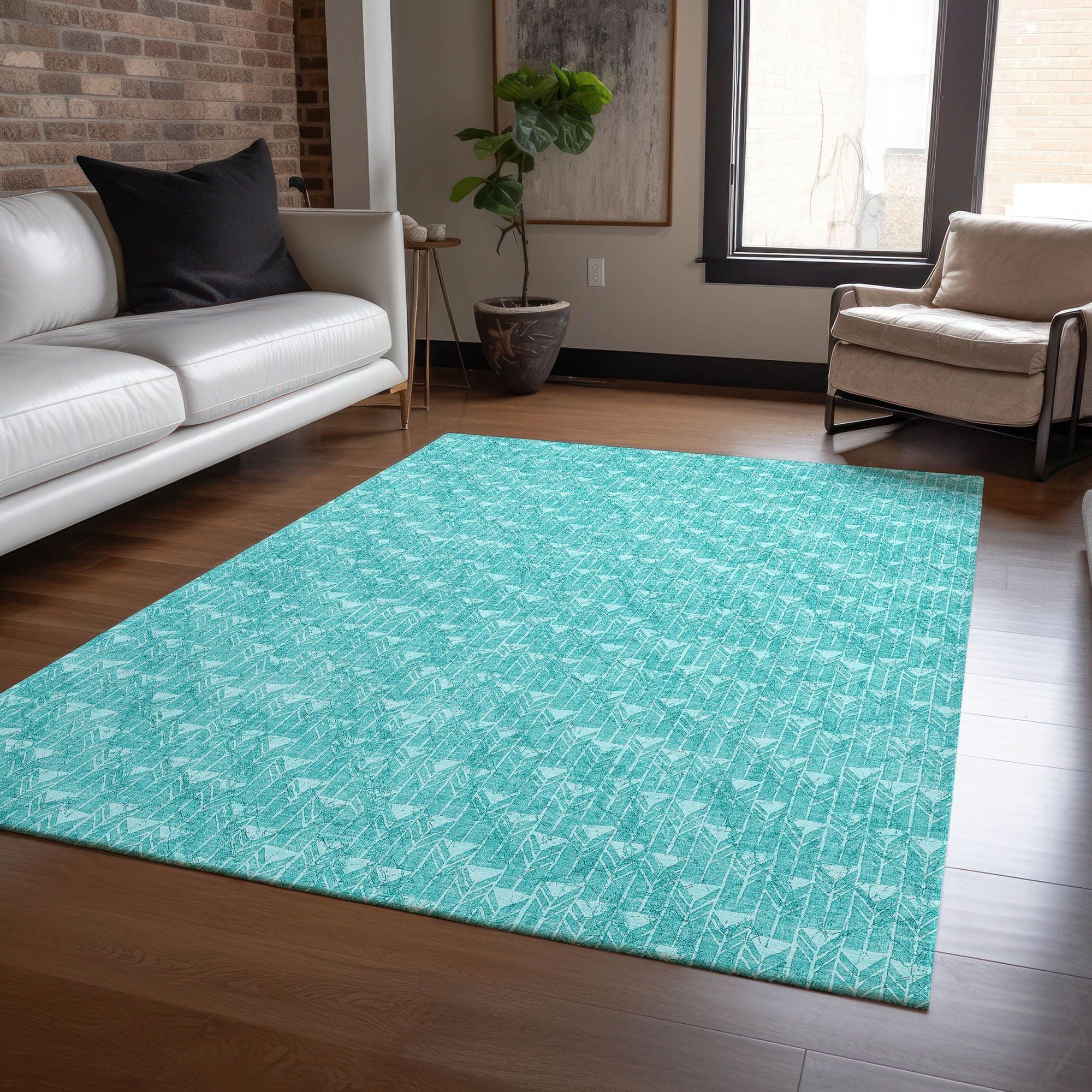 Machine Made ACN514 Teal Rugs
