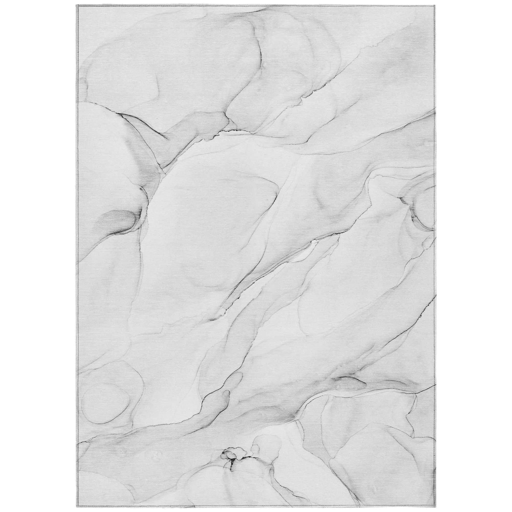 Machine Washable Gray Rug - Indoor / Outdoor - Kids / Pet Friendly Watercolors Print Rug