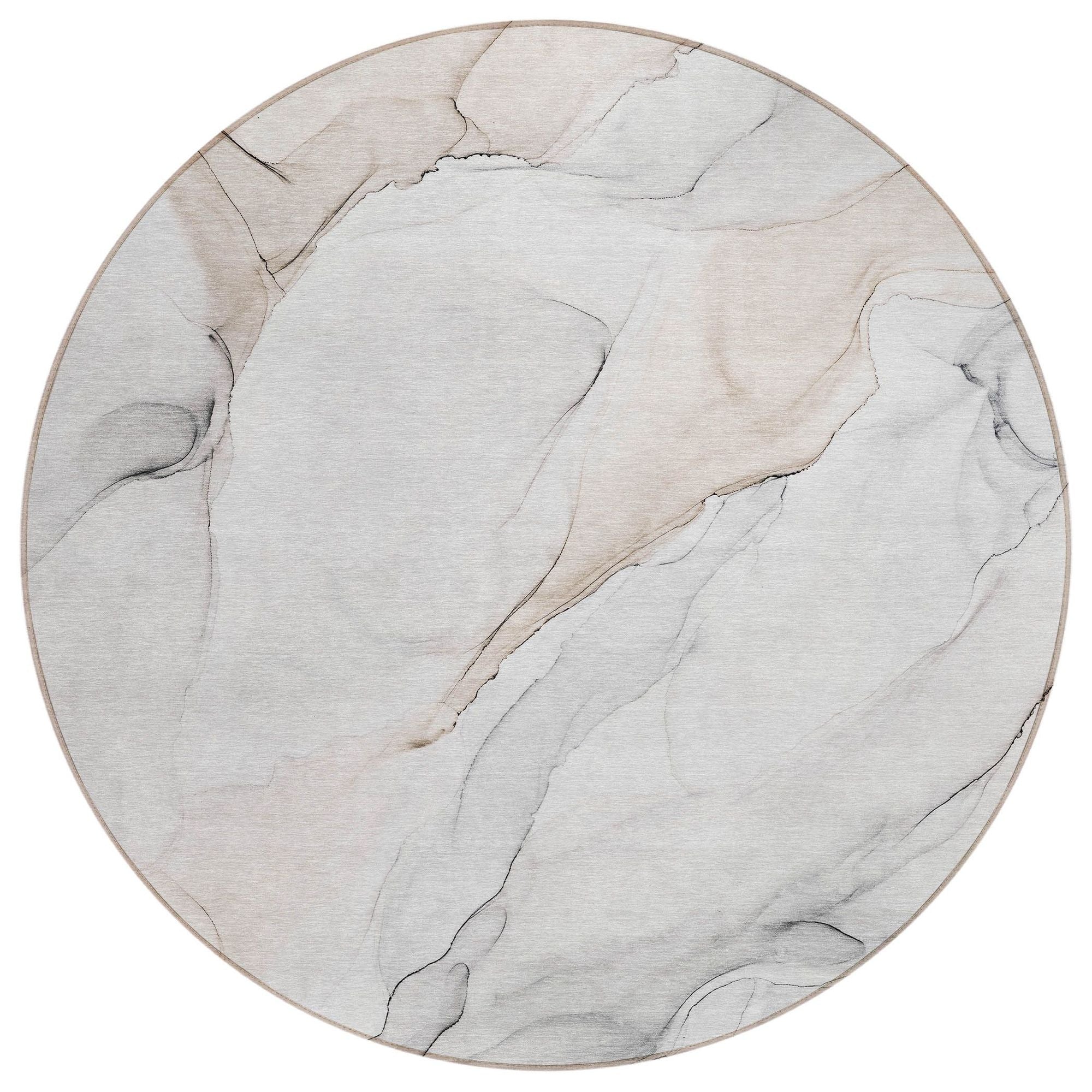 Machine Washable Ivory Rug - Indoor / Outdoor - Kids / Pet Friendly Watercolors Print Rug