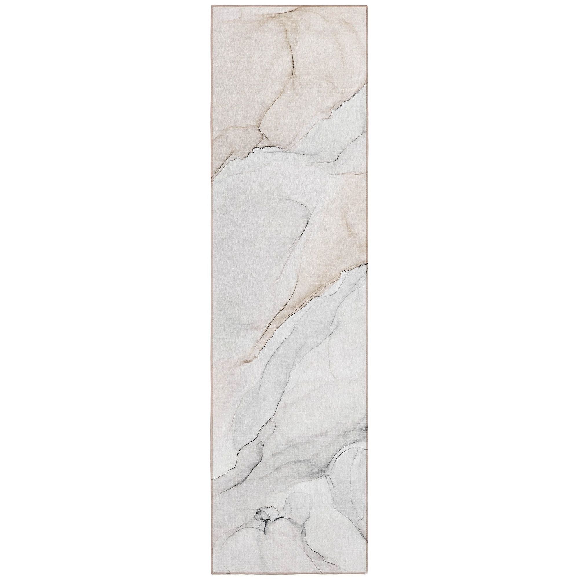 Machine Washable Ivory Rug - Indoor / Outdoor - Kids / Pet Friendly Watercolors Print Rug