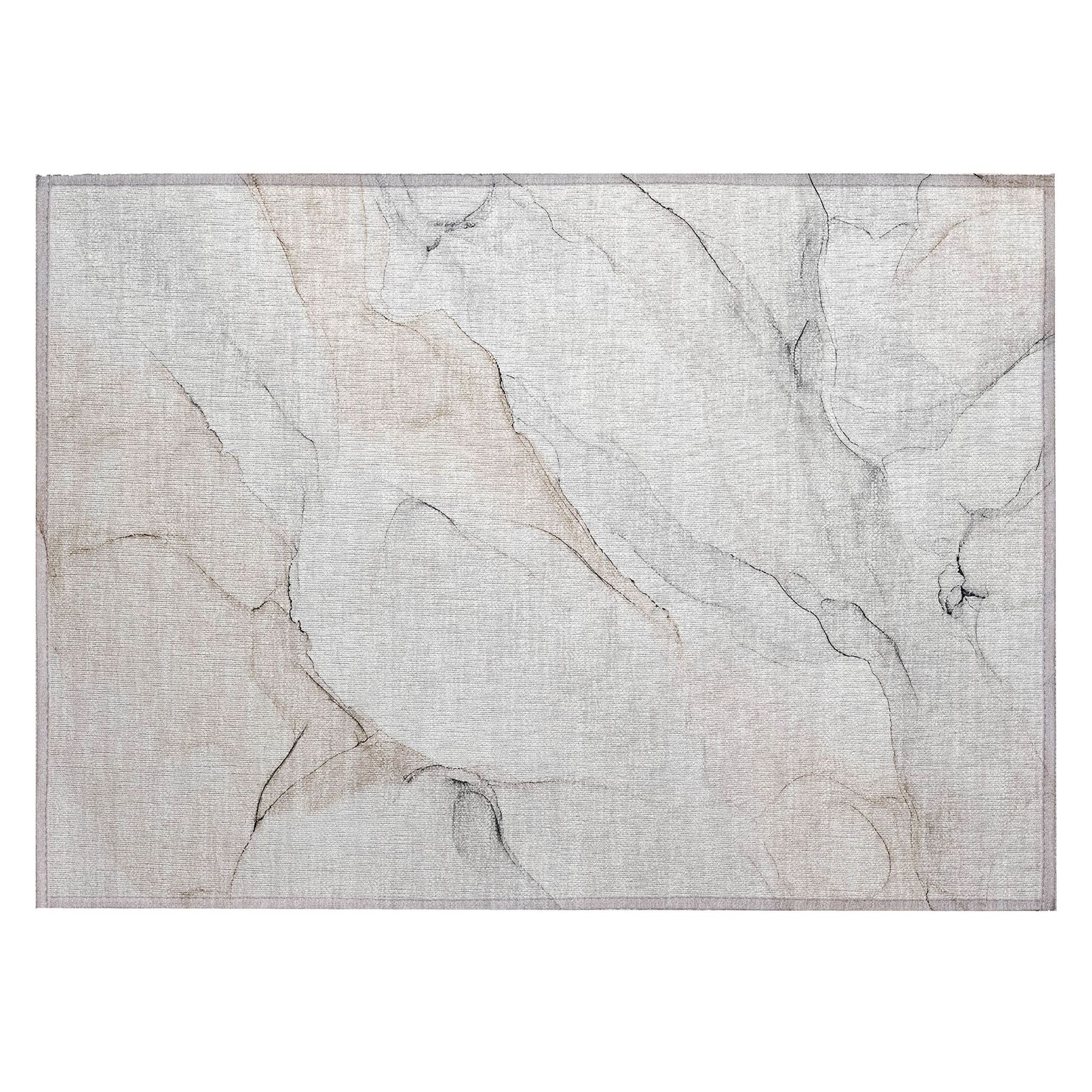 Machine Washable Ivory Rug - Indoor / Outdoor - Kids / Pet Friendly Watercolors Print Rug