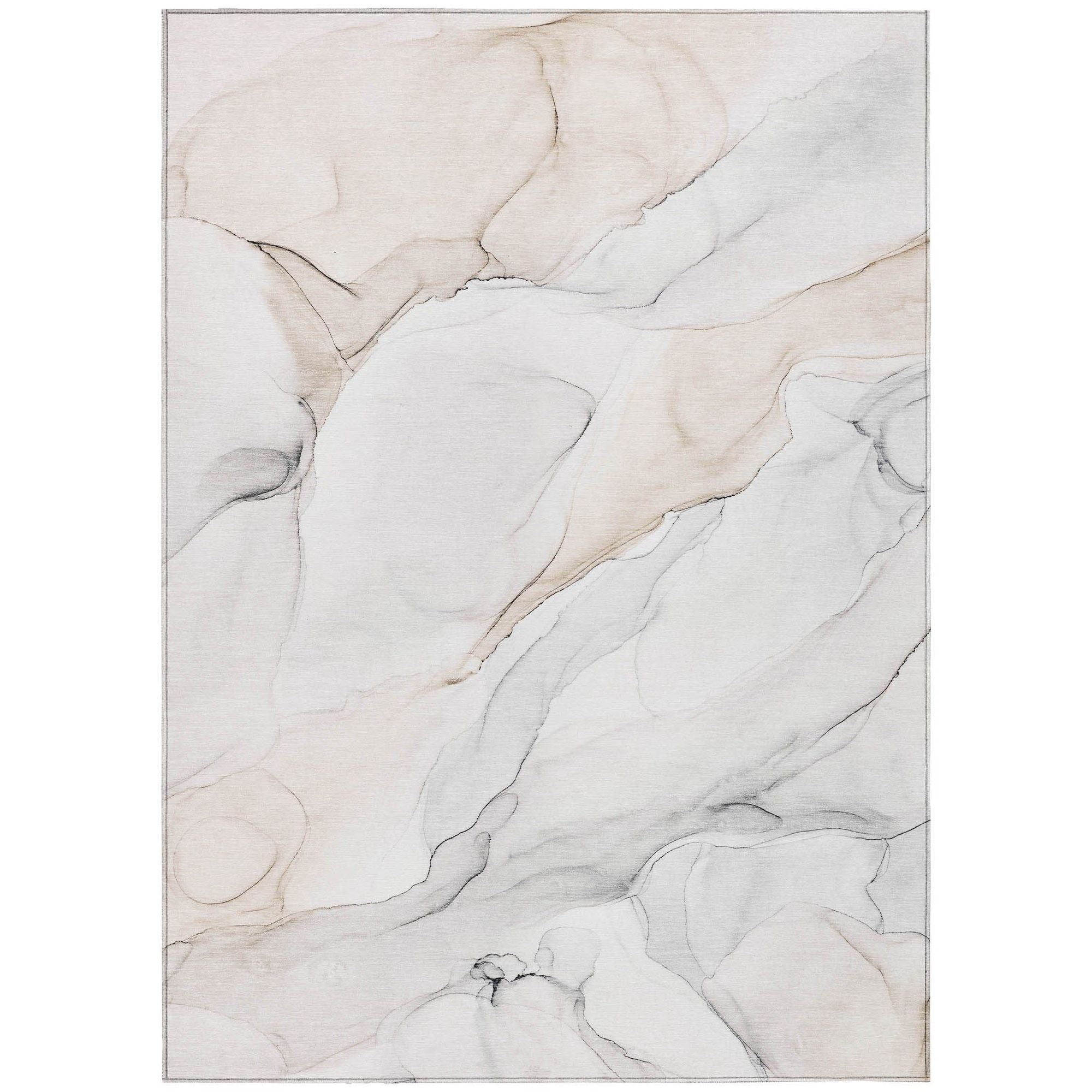 Machine Washable Ivory Rug - Indoor / Outdoor - Kids / Pet Friendly Watercolors Print Rug