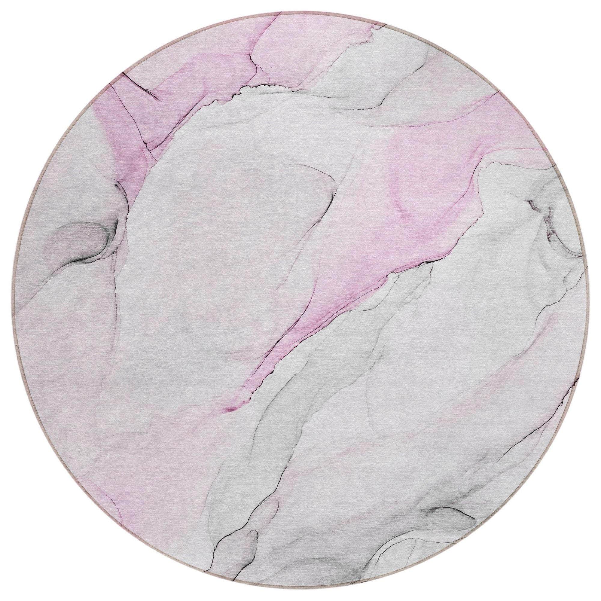 Machine Washable Pink Rug - Indoor / Outdoor - Kids / Pet Friendly Watercolors Print Rug