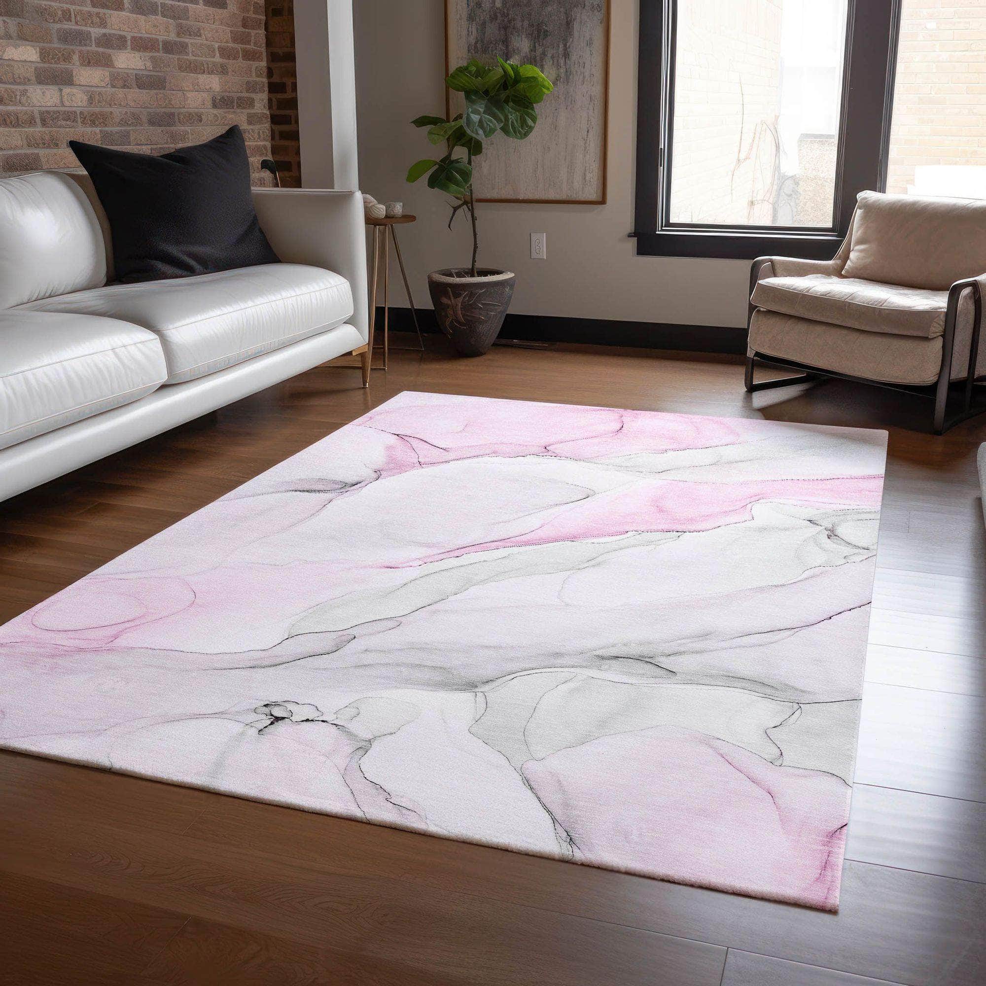 Machine Made ACN515 Pink Rugs