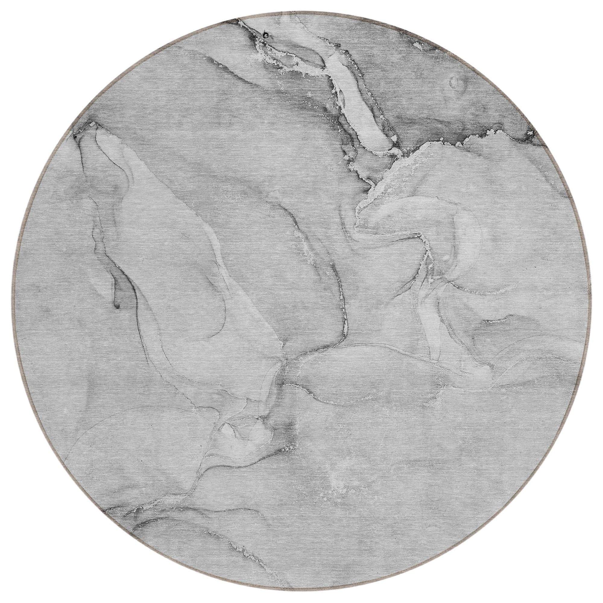 Machine Washable Gray Rug - Indoor / Outdoor - Kids / Pet Friendly Watercolors Print Rug