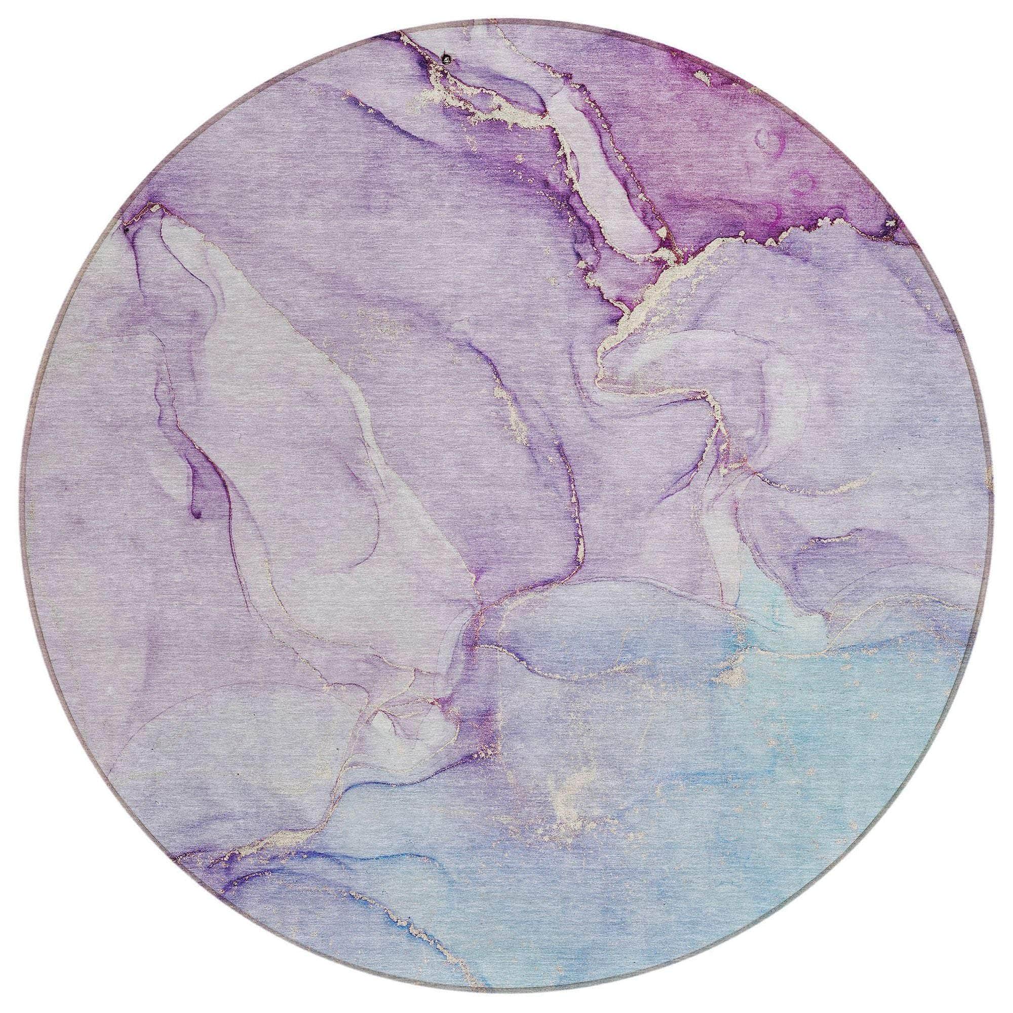 Machine Washable Purple Rug - Indoor / Outdoor - Kids / Pet Friendly Watercolors Print Rug