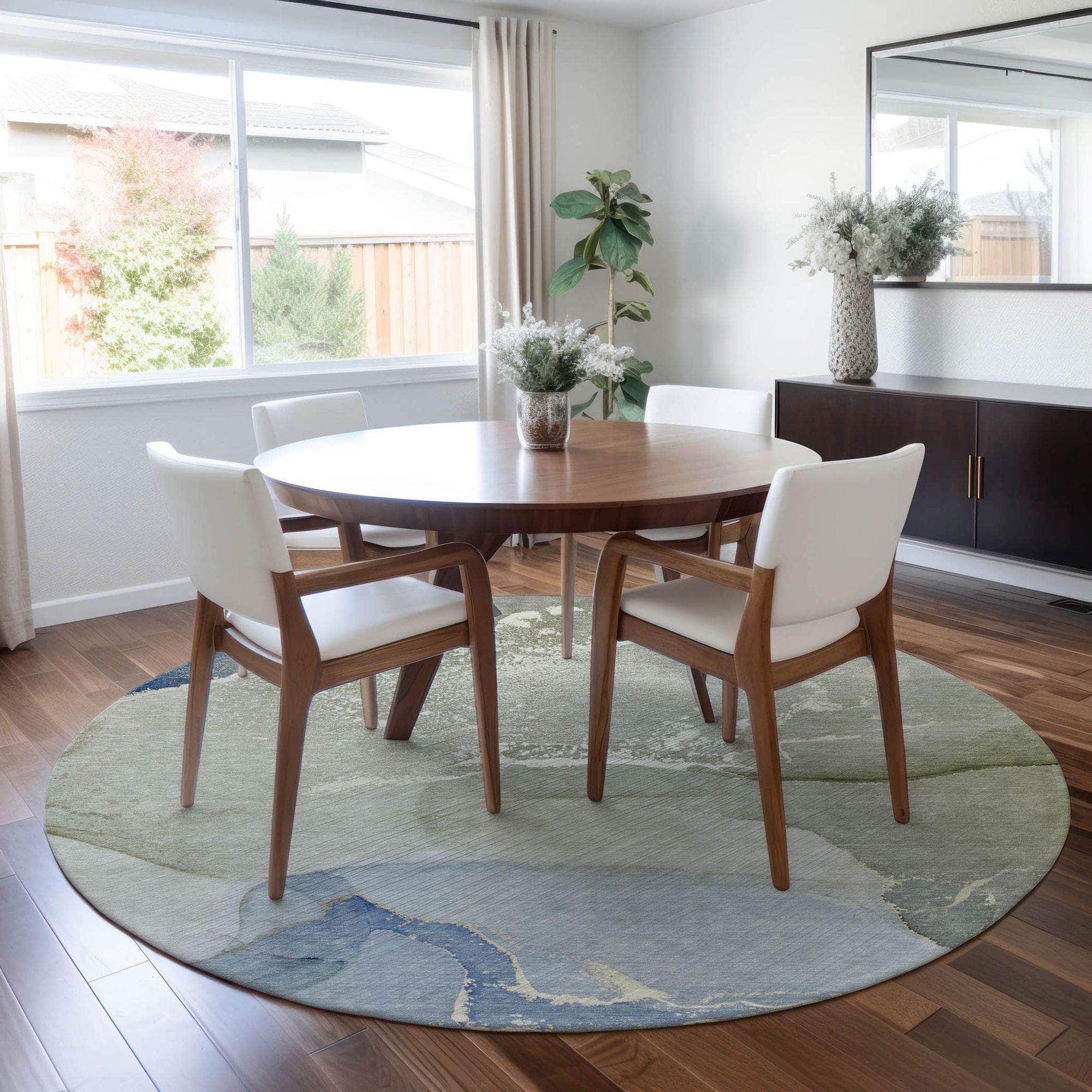 Machine Made ACN517 Blue Rugs
