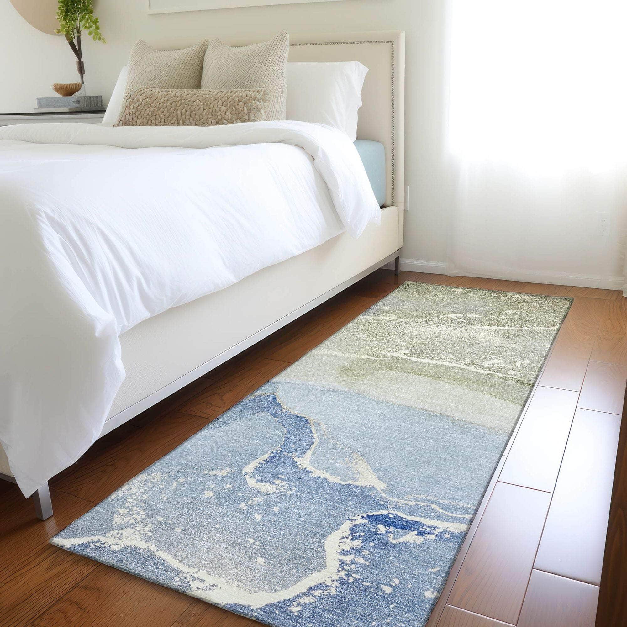 Machine Made ACN517 Blue Rugs