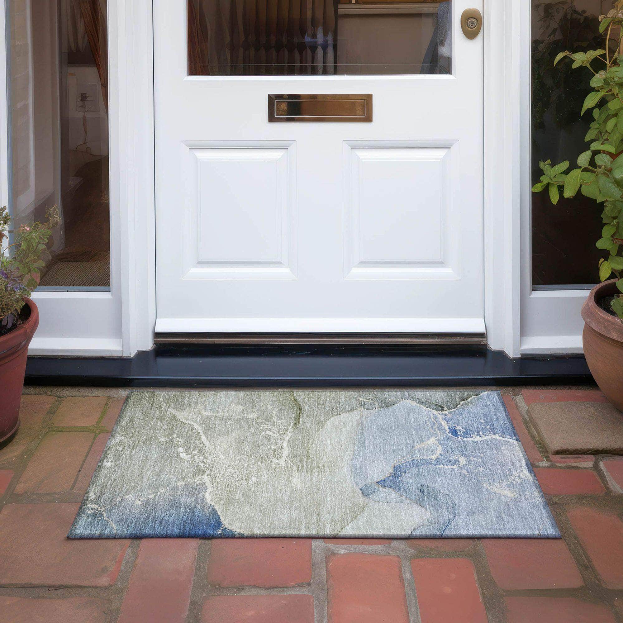 Machine Made ACN517 Blue Rugs