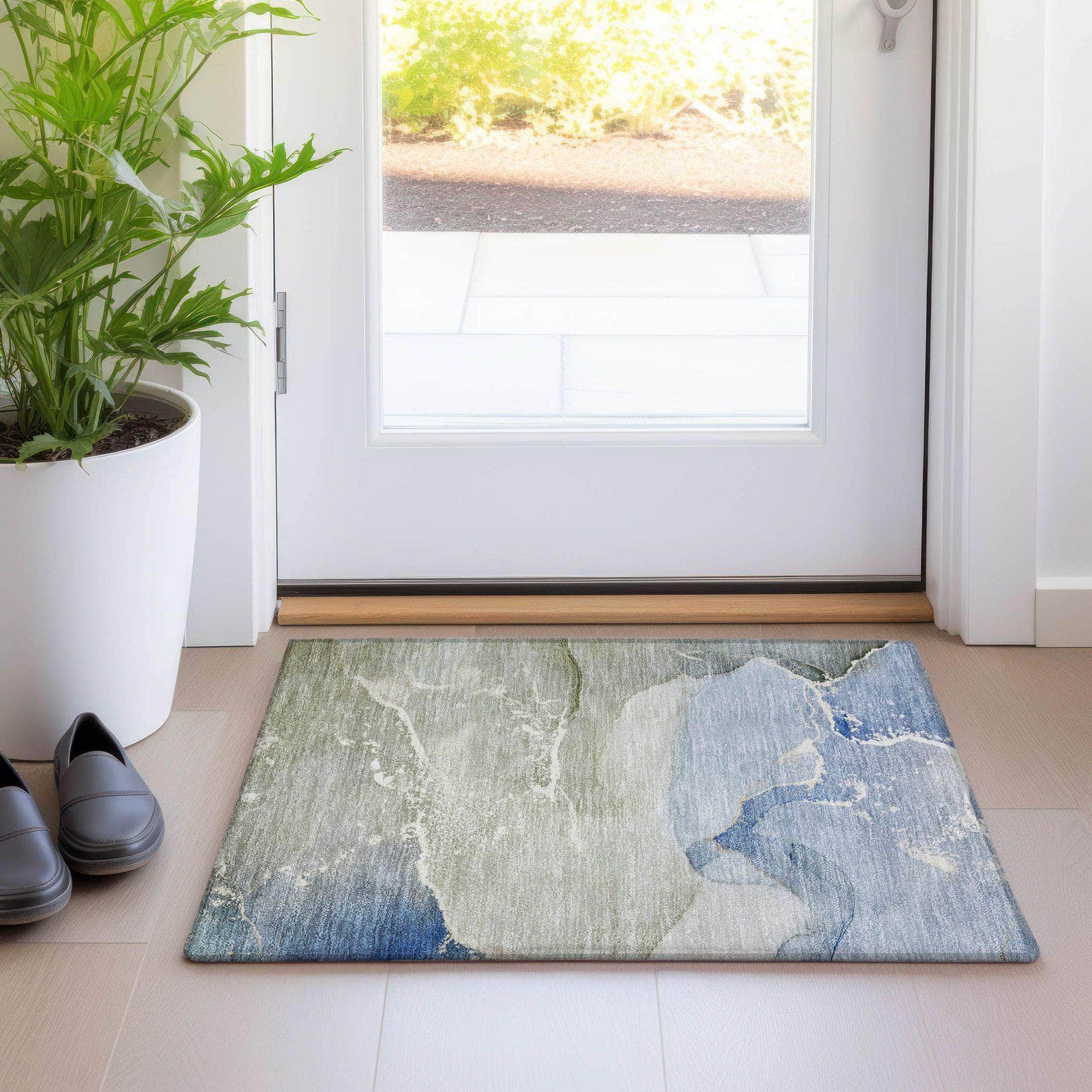 Machine Made ACN517 Blue Rugs